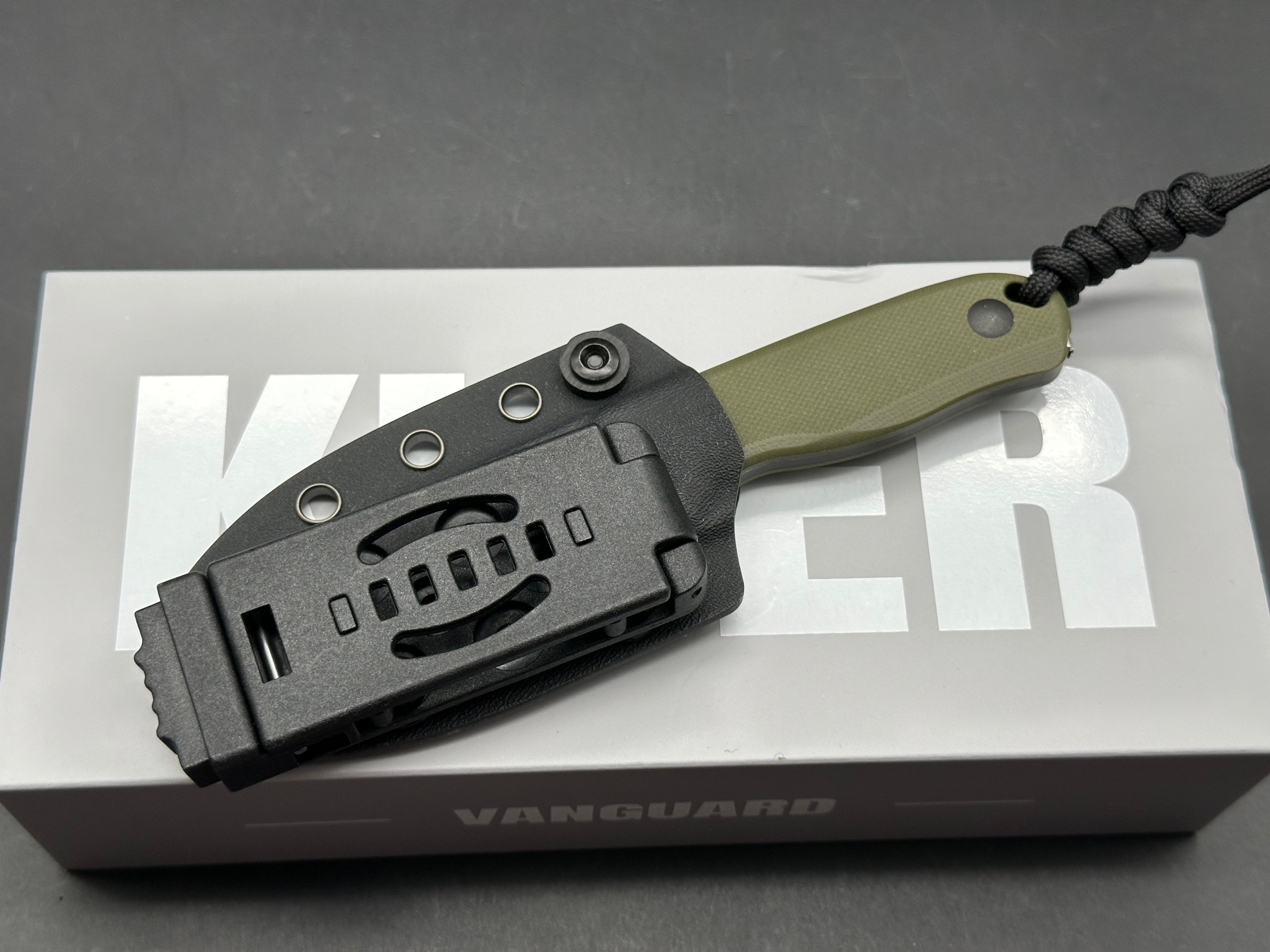 KIZER DROP BEAR FIXED BLADE KNIFE OLIVE GREEN G10 HANDLE