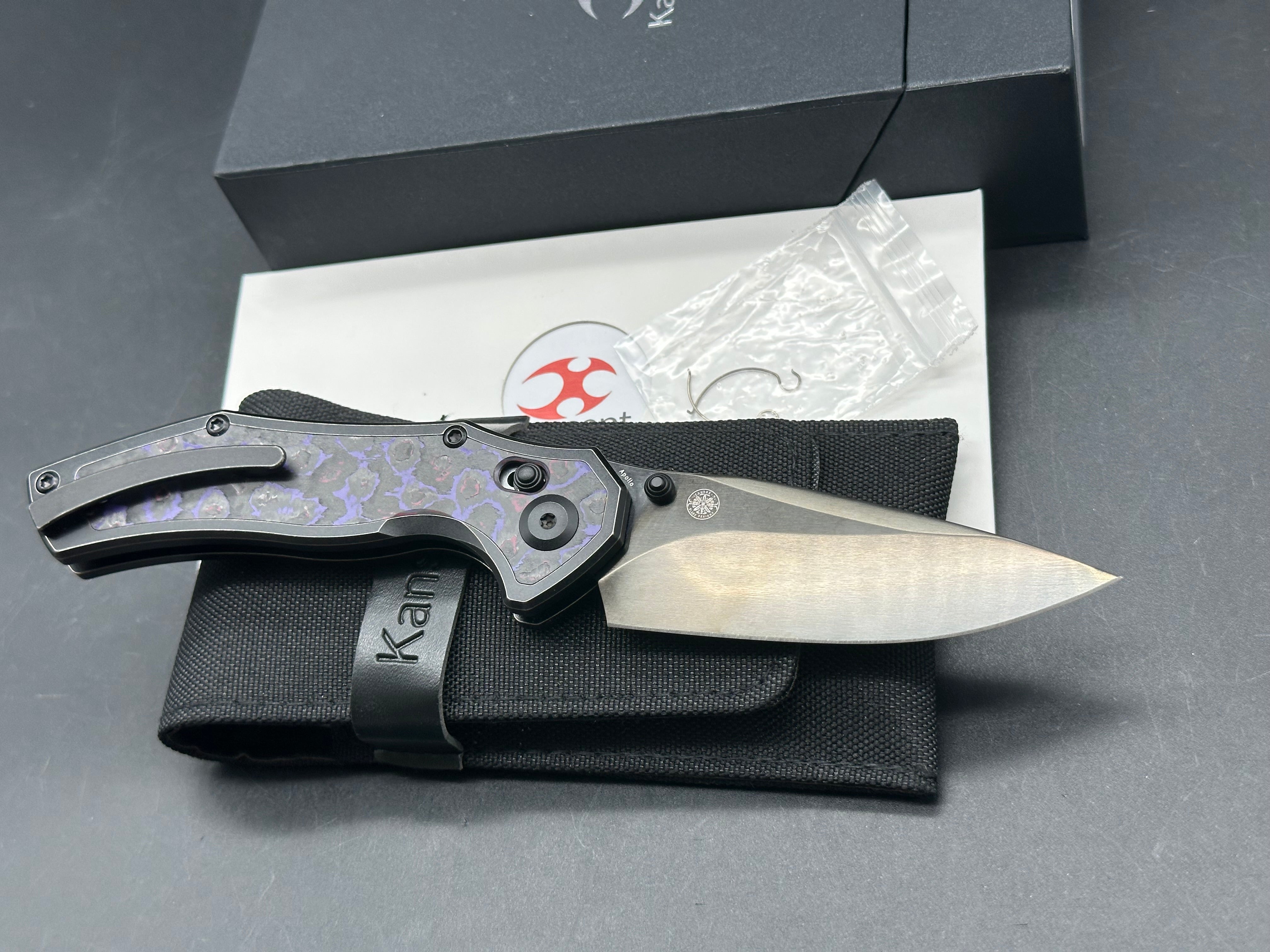 KANSEPT APOLLO BLACKWASH TITANIUM/PURPLE HAZE FATCARBON HANDLE S35VN MIRROR DLC FINISH