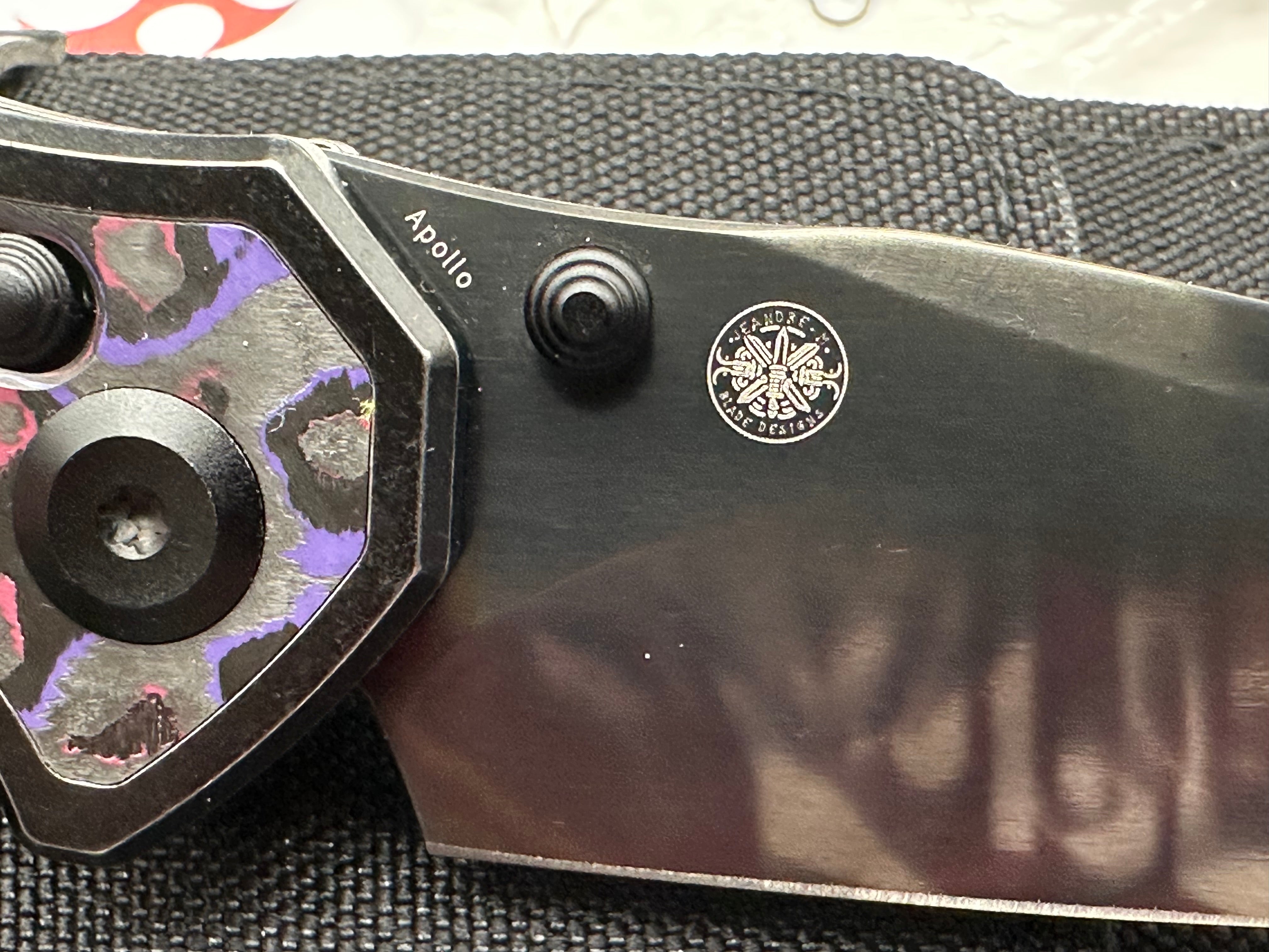 KANSEPT APOLLO BLACKWASH TITANIUM/PURPLE HAZE FATCARBON HANDLE S35VN MIRROR DLC FINISH