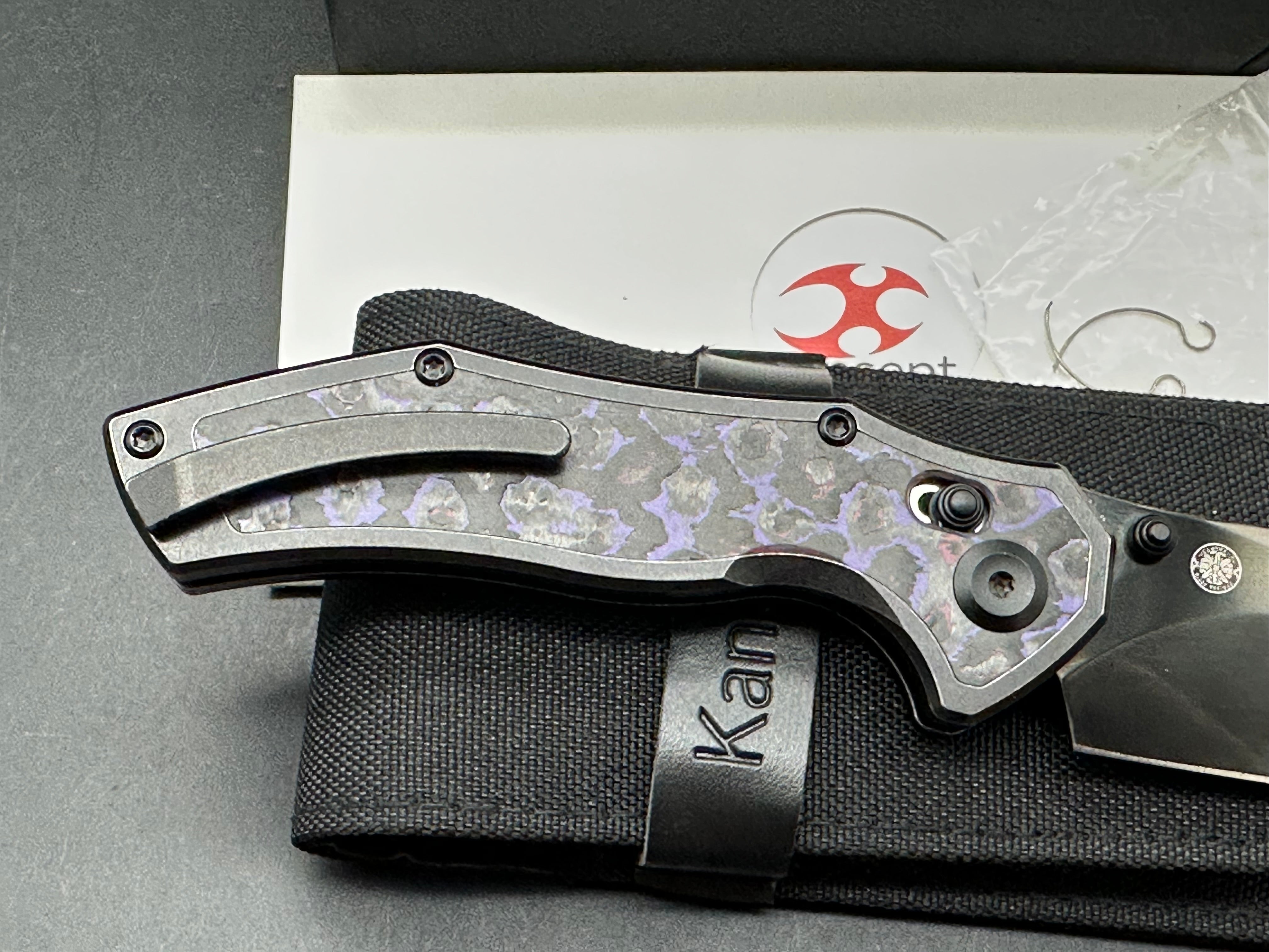 KANSEPT APOLLO BLACKWASH TITANIUM/PURPLE HAZE FATCARBON HANDLE S35VN MIRROR DLC FINISH