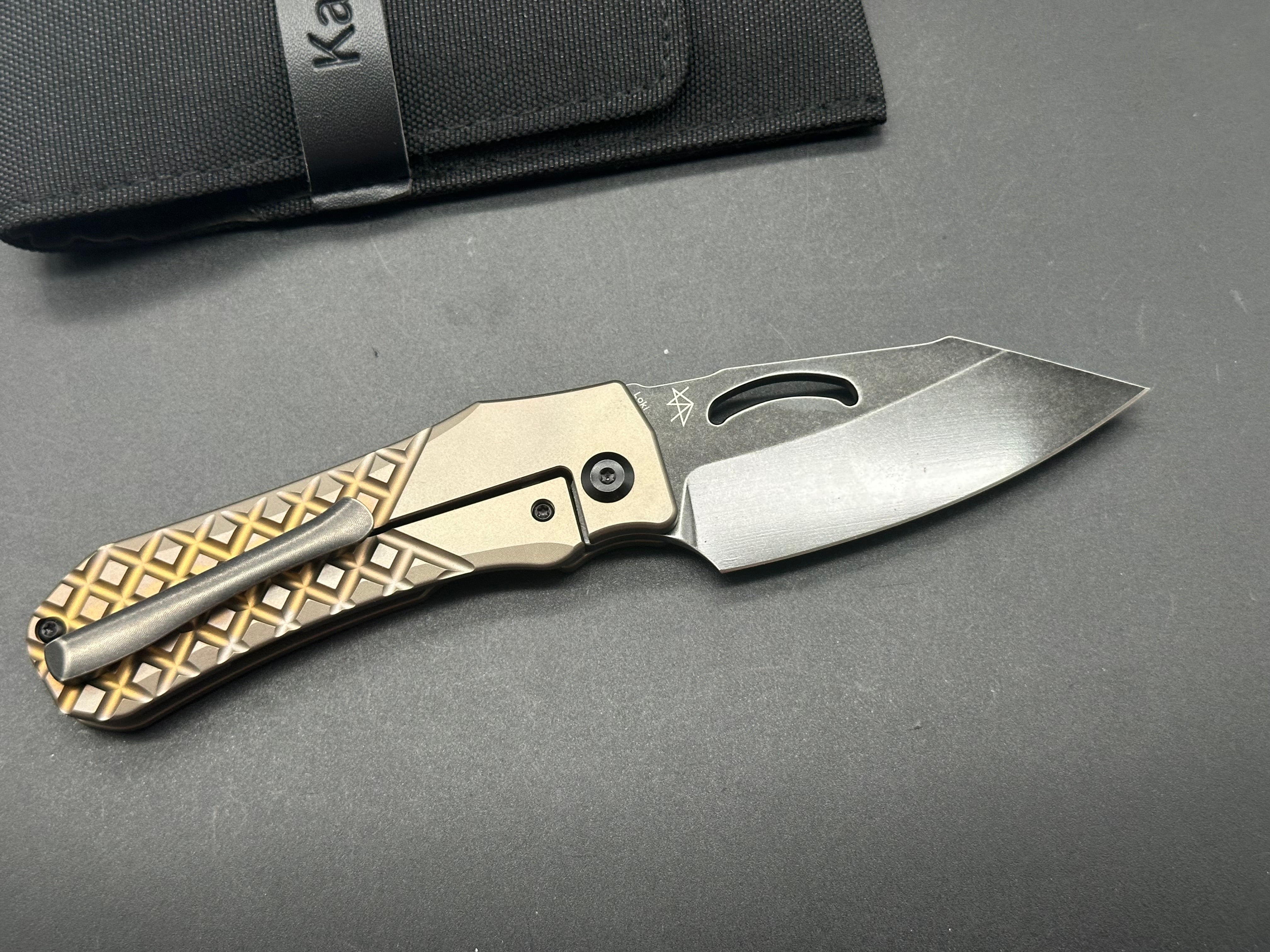 Kansept Knives Loki Bronze Frag Titanium Frame Lock Knife (2.99" Black SW S35VN)