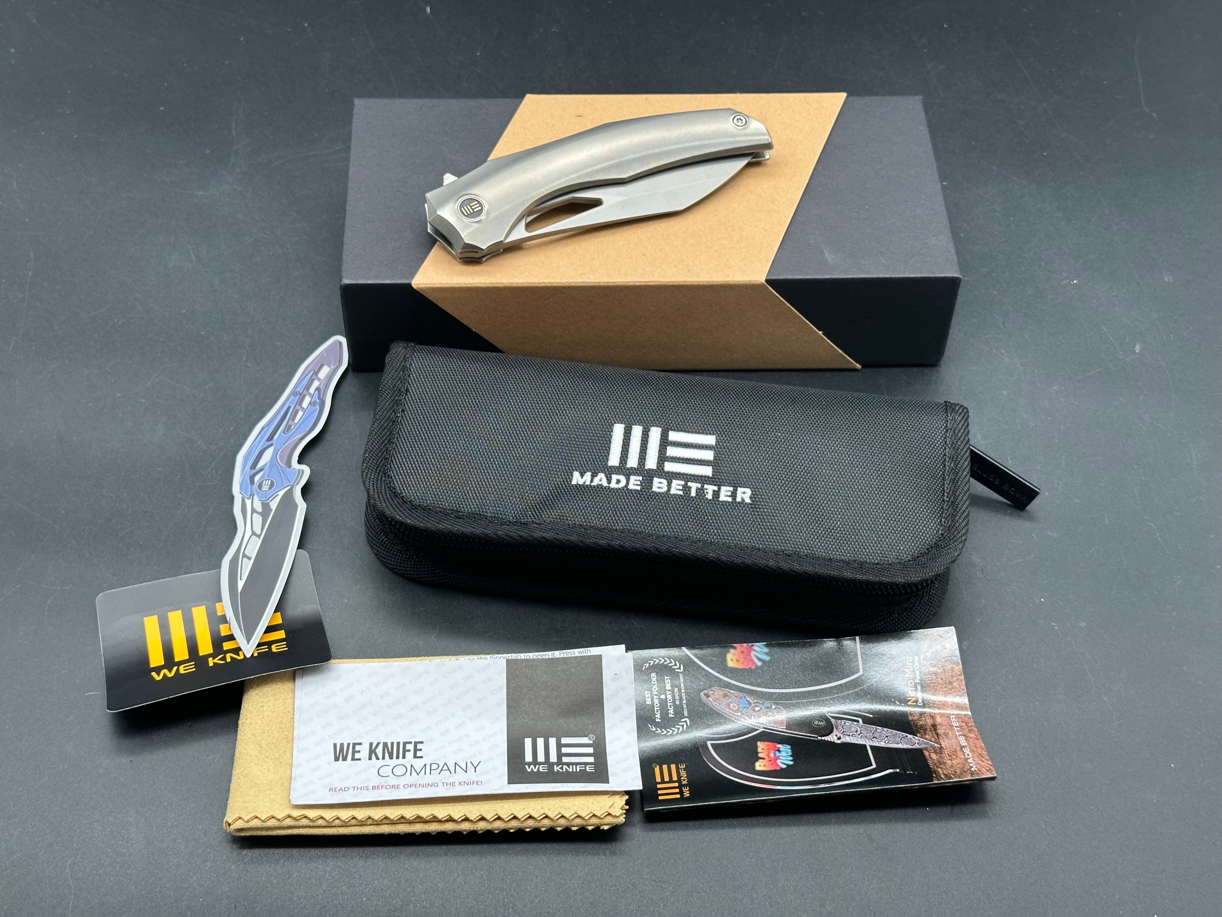 WE Knife Co. Ignio Frame Lock Knife Polished Titanium (3.3" Bead Blast)