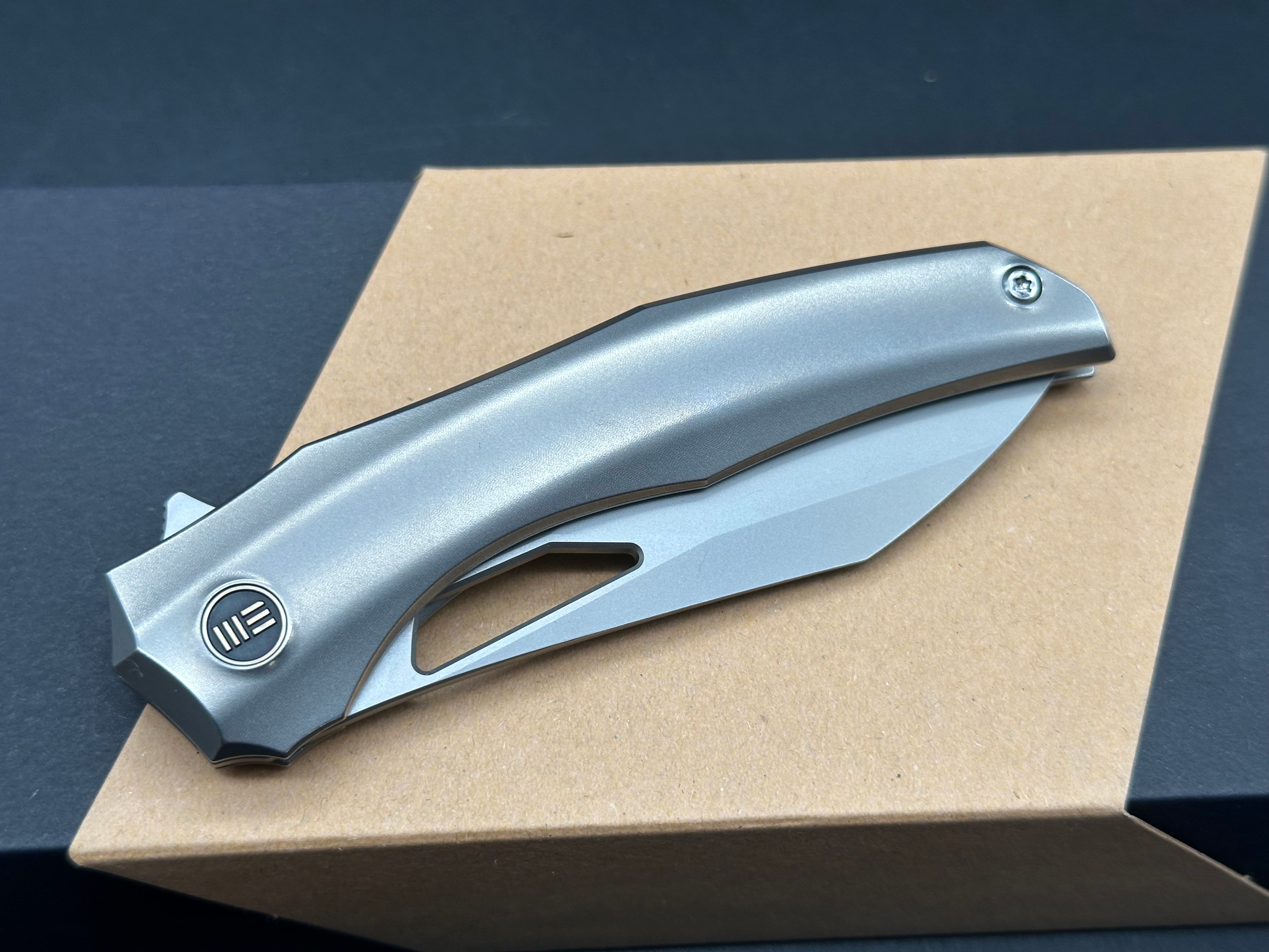 WE Knife Co. Ignio Frame Lock Knife Polished Titanium (3.3" Bead Blast)