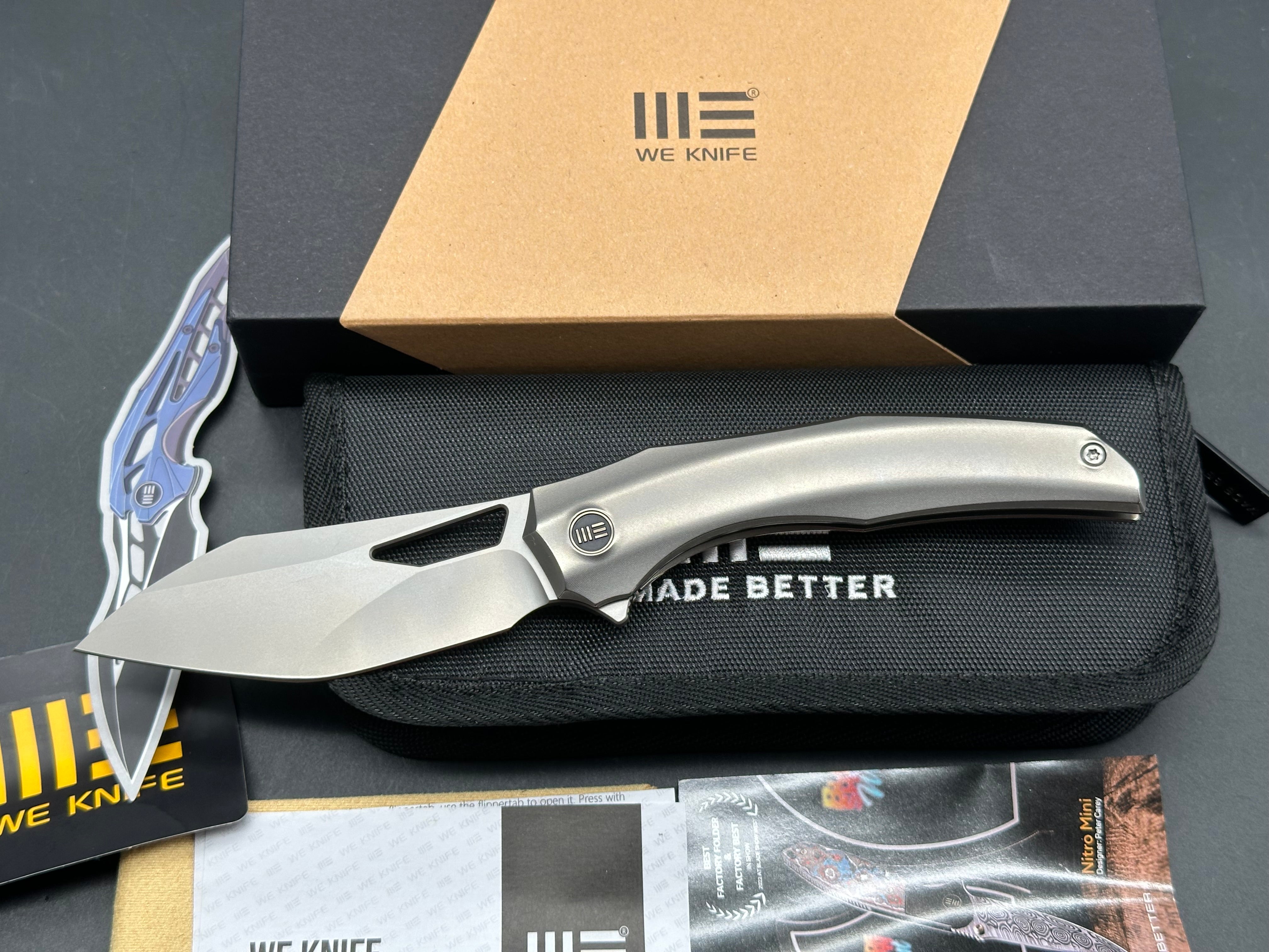 WE Knife Co. Ignio Frame Lock Knife Polished Titanium (3.3" Bead Blast)