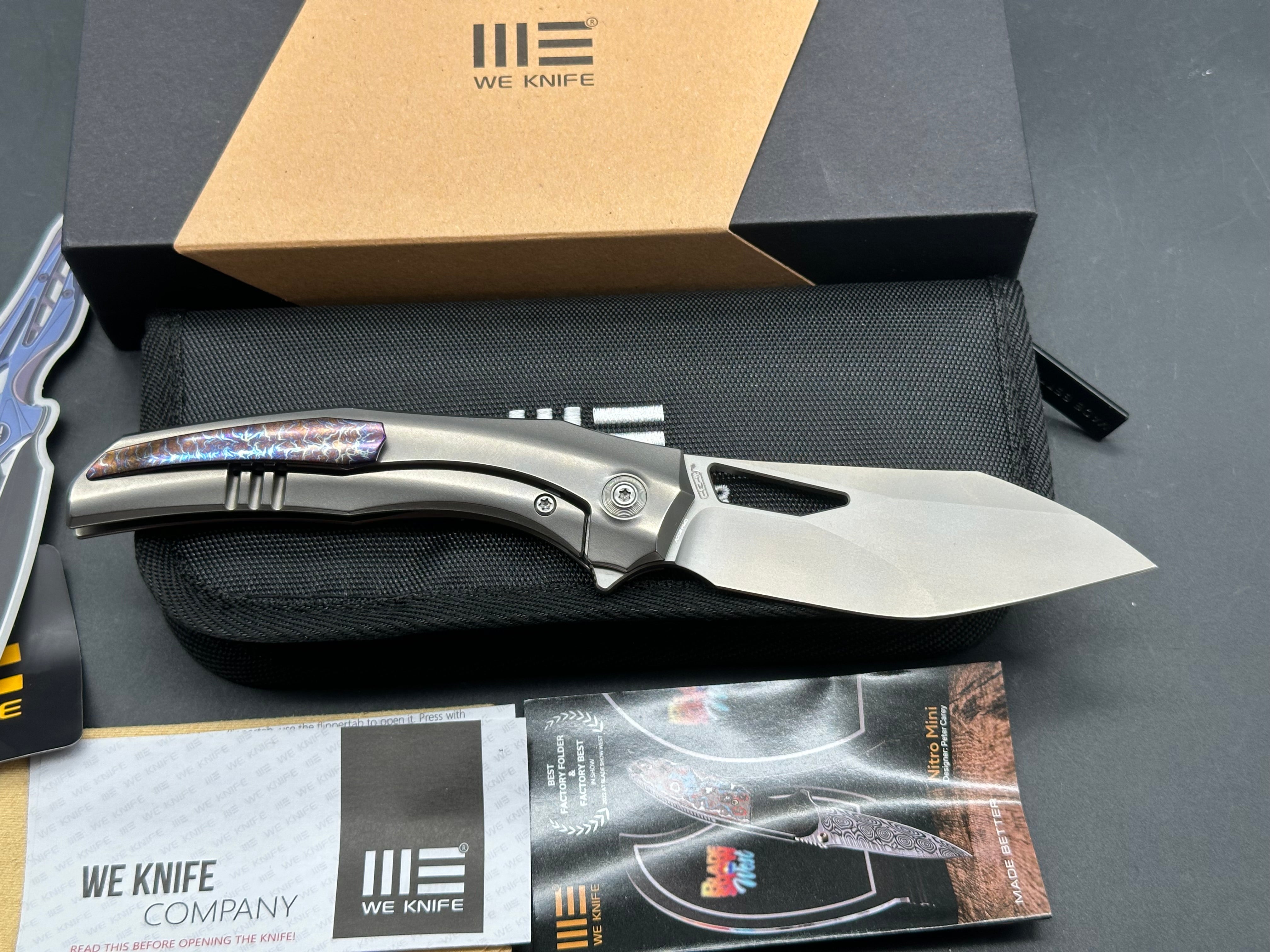 WE Knife Co. Ignio Frame Lock Knife Polished Titanium (3.3" Bead Blast)