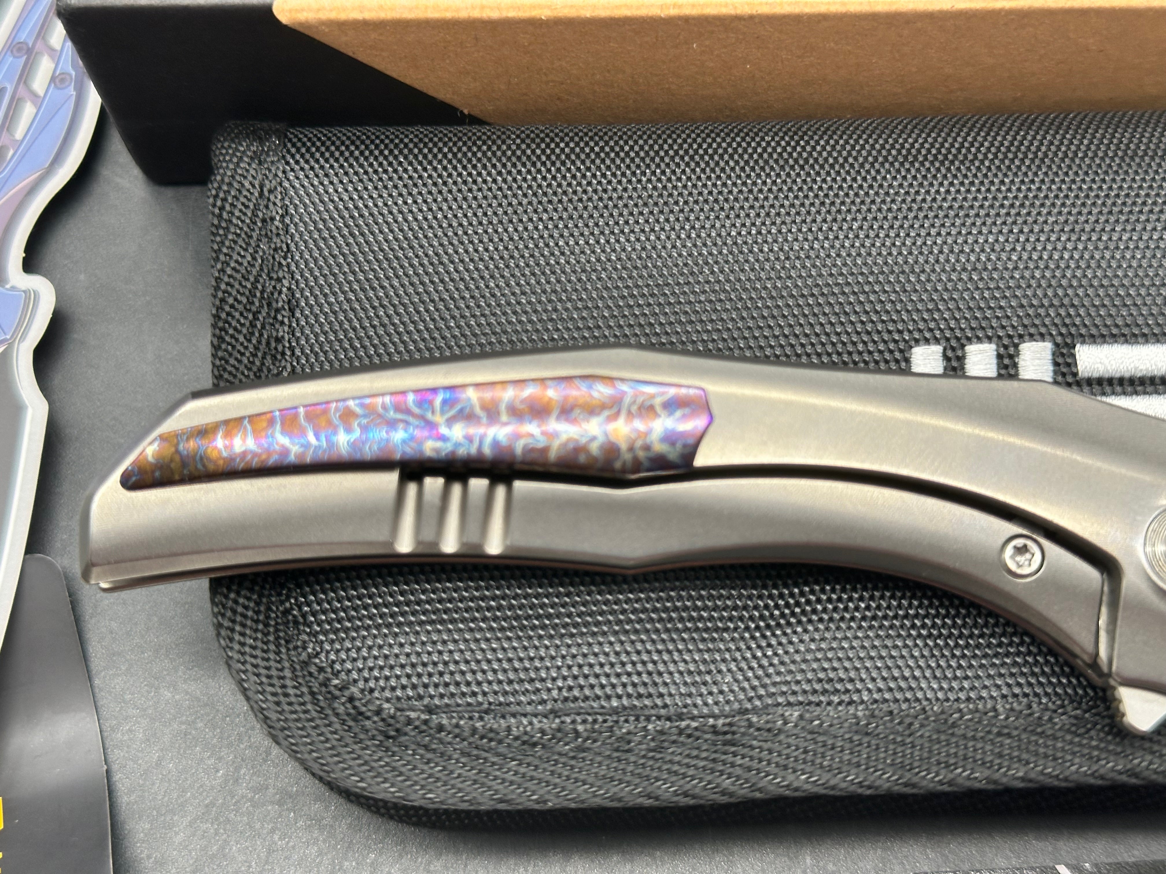 WE Knife Co. Ignio Frame Lock Knife Polished Titanium (3.3" Bead Blast)