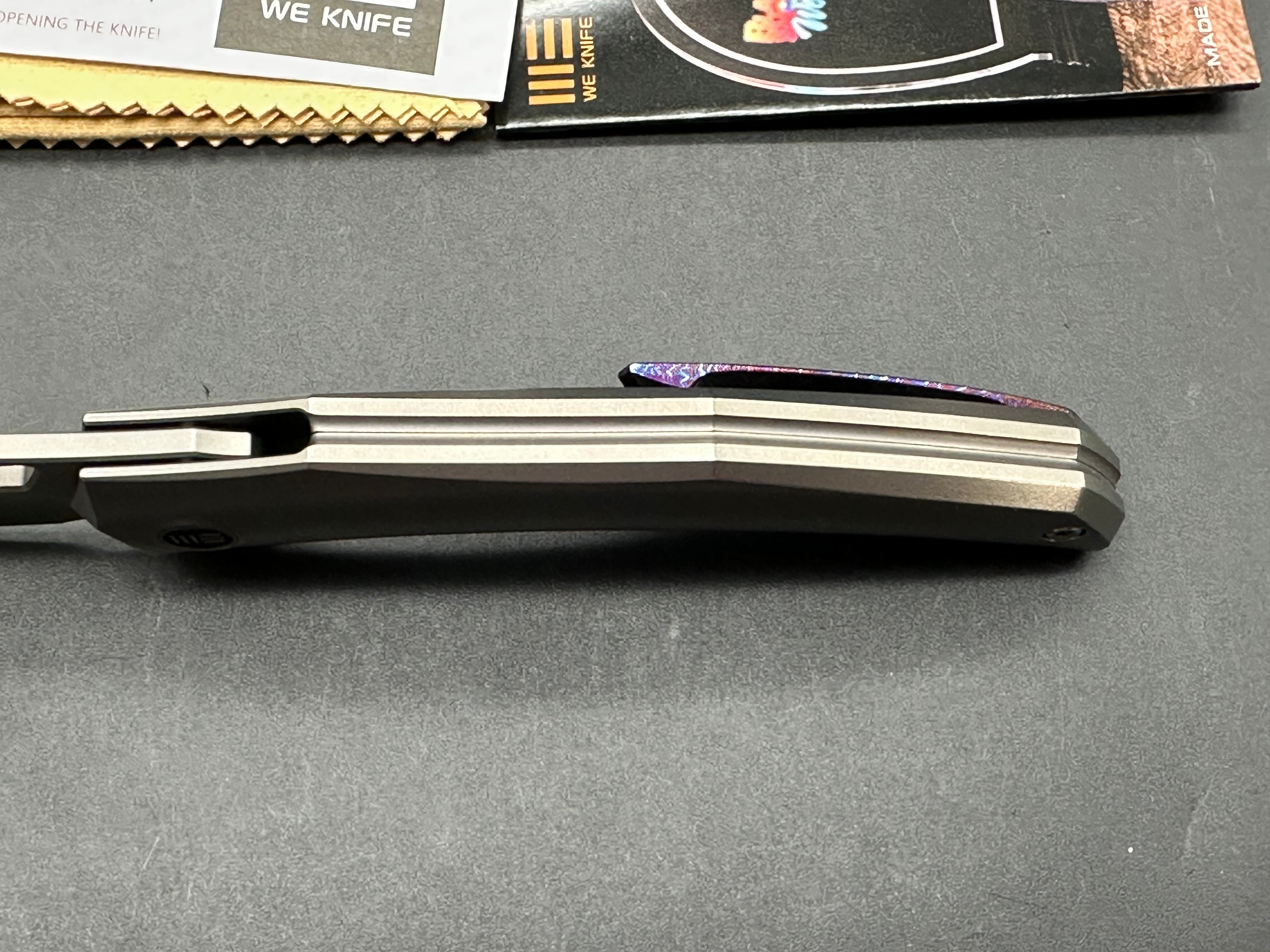 WE Knife Co. Ignio Frame Lock Knife Polished Titanium (3.3" Bead Blast)