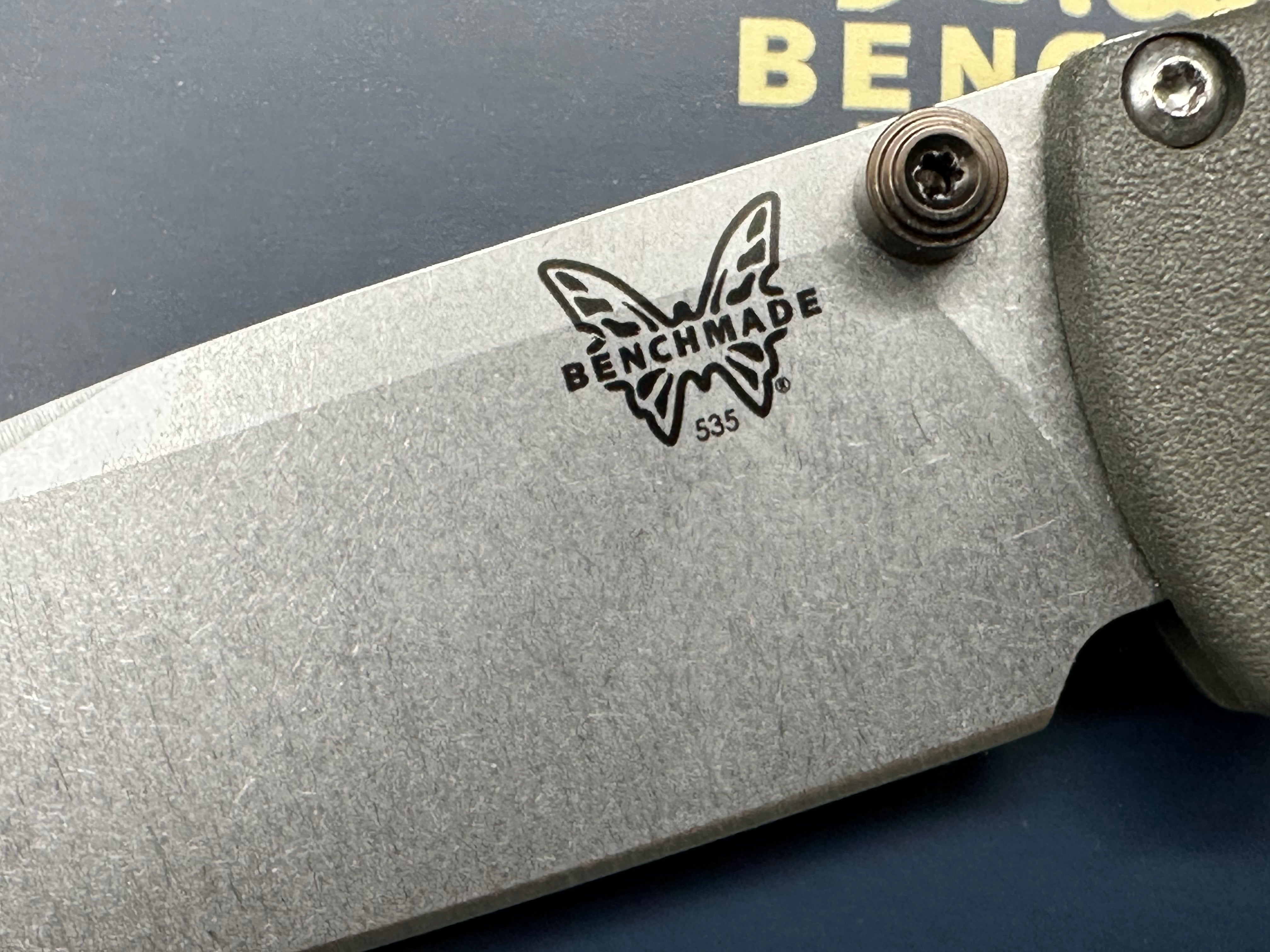 Benchmade Bugout - Custom 3.24" CPM MagnaCut Stonewash Blade with OD Green Grivory Scales