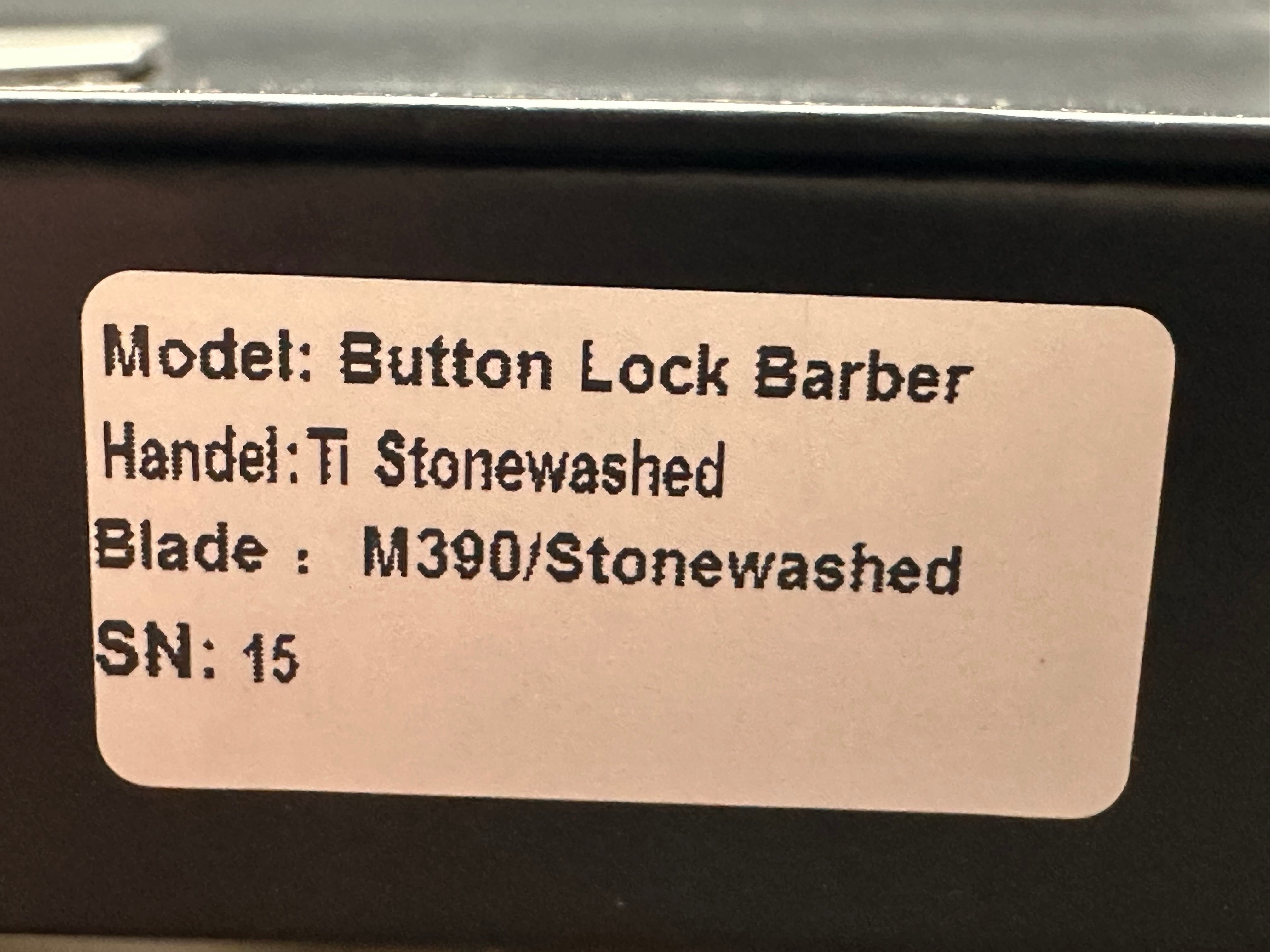 Berg Blades Button Lock Barber #15, Bright Stonewashed Hollow Ground M390 Blade
