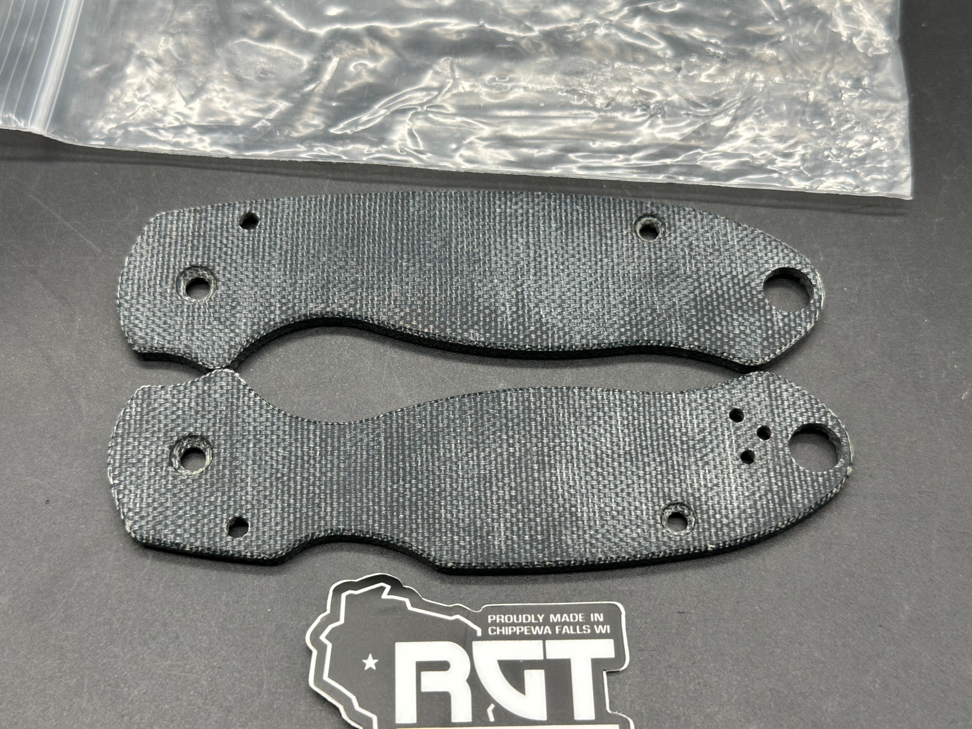 Spyderco Para 3 Blue Canvas Micarta Rplacement Scales from Ripp's Garage Tech - RGT
