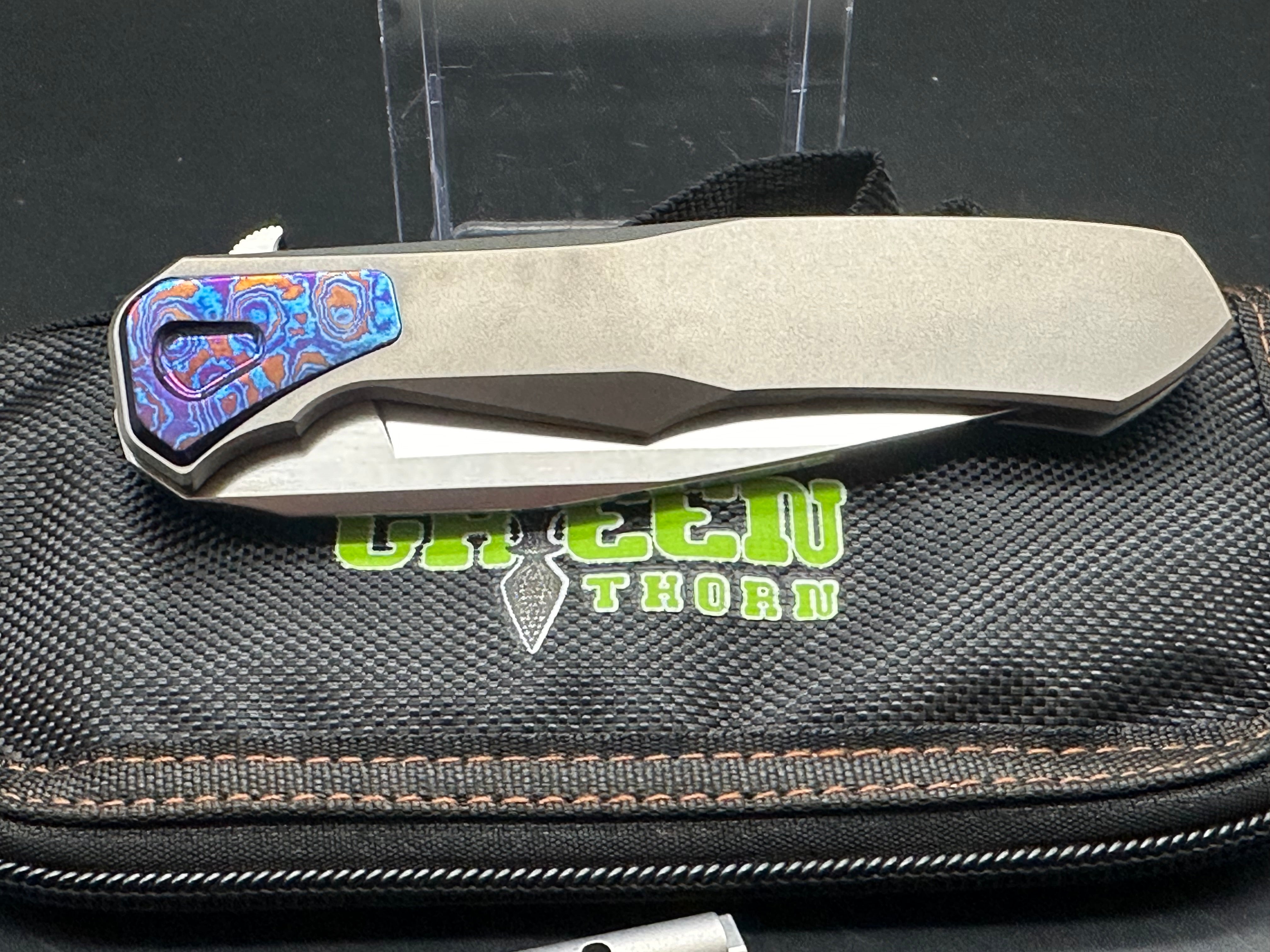Green thorn Lochsa folding knife M390 blade TC4 titanium integral handle