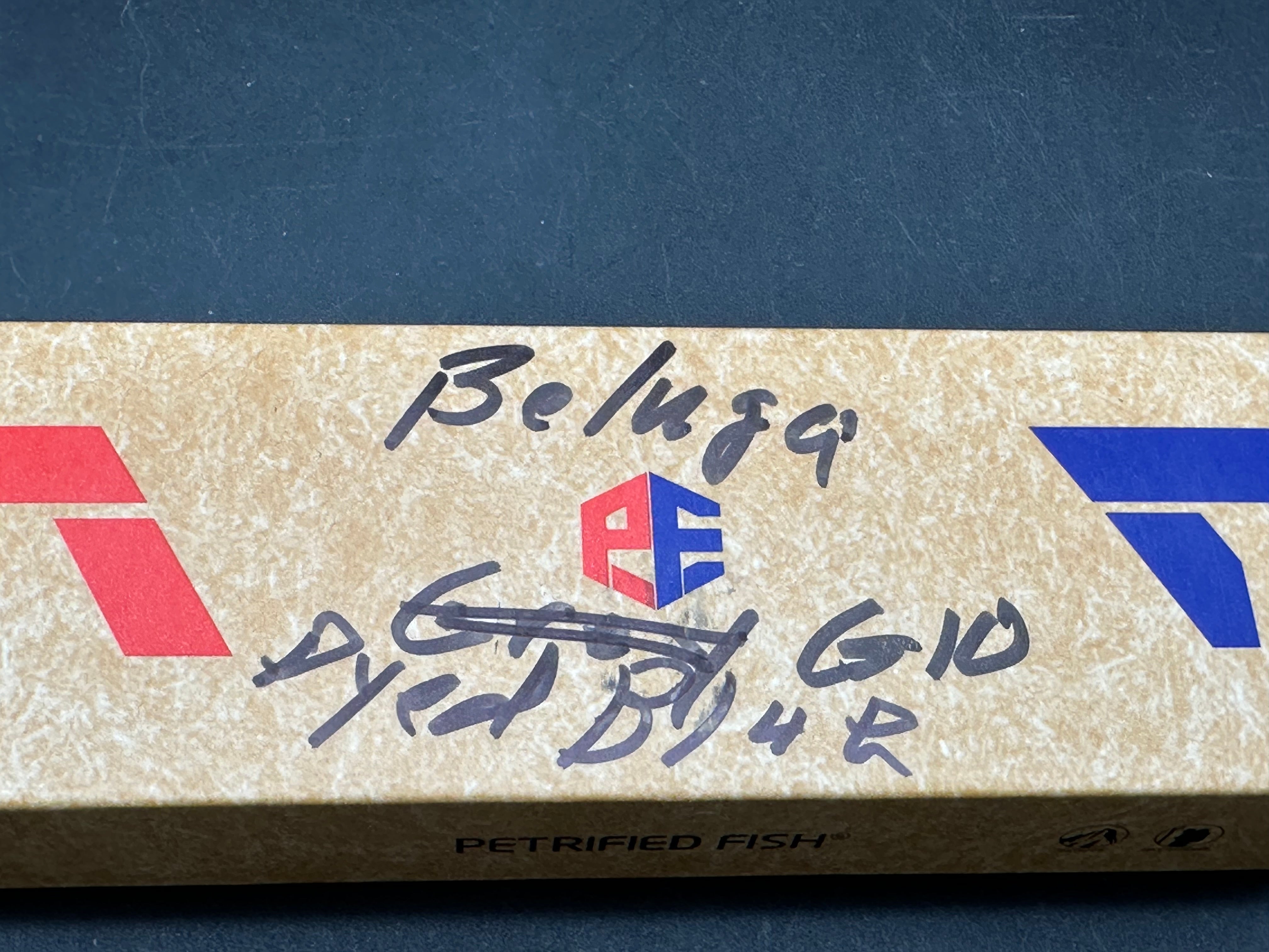 Petrified Fish PFP01 Beluga ,3.62" K110 Dyed blue G10