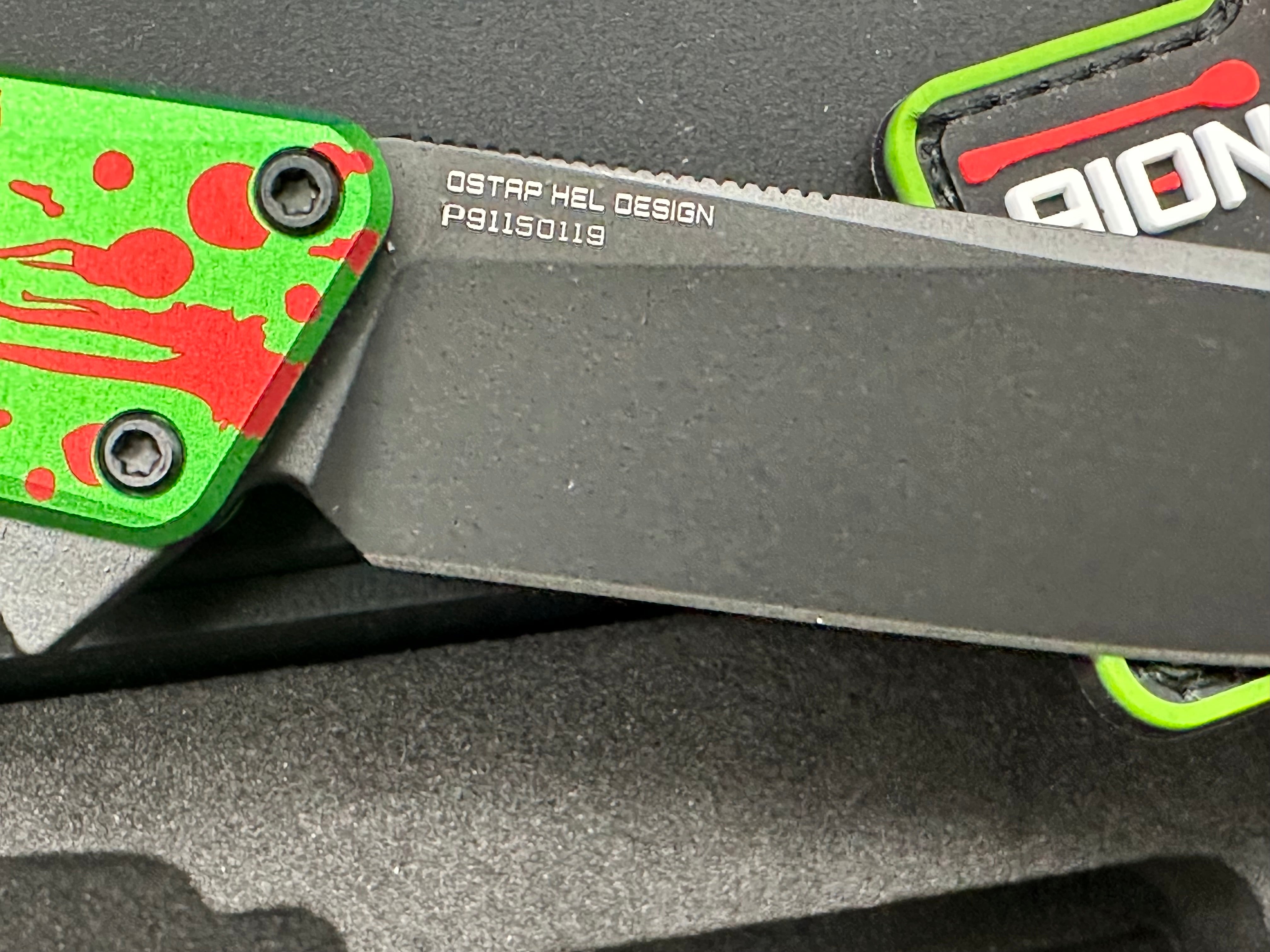 AION Zombie Green Flipper Folding Pocket Knife