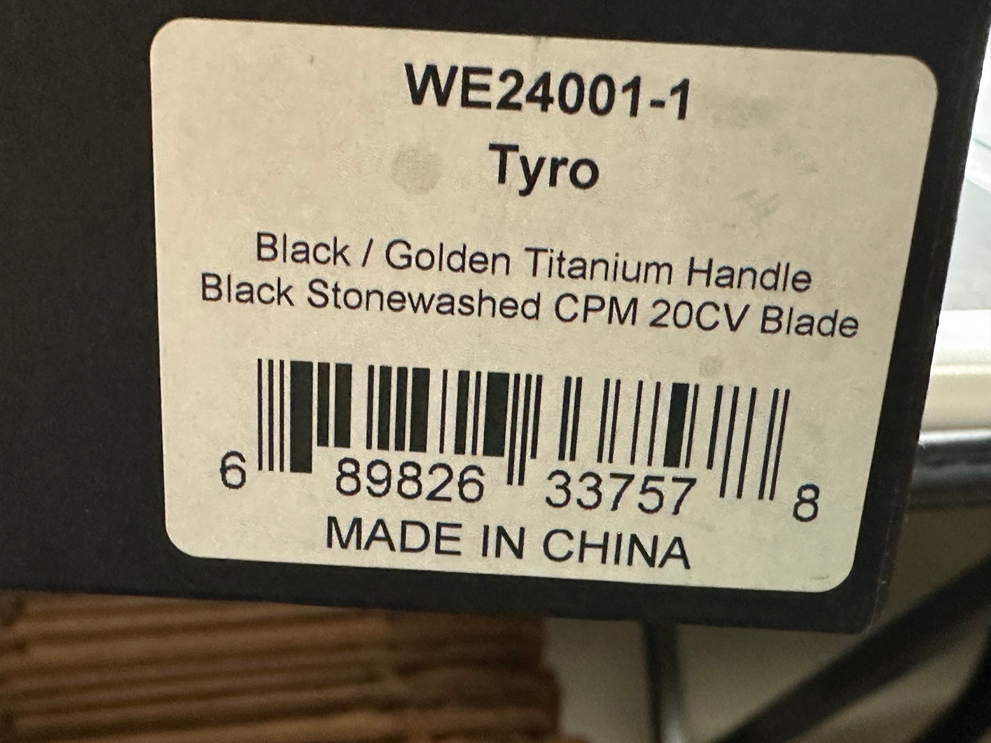 WE Knife Co. Tyro Superlock Knife Black/Gold Titanium (2.9" Black Stonewash)