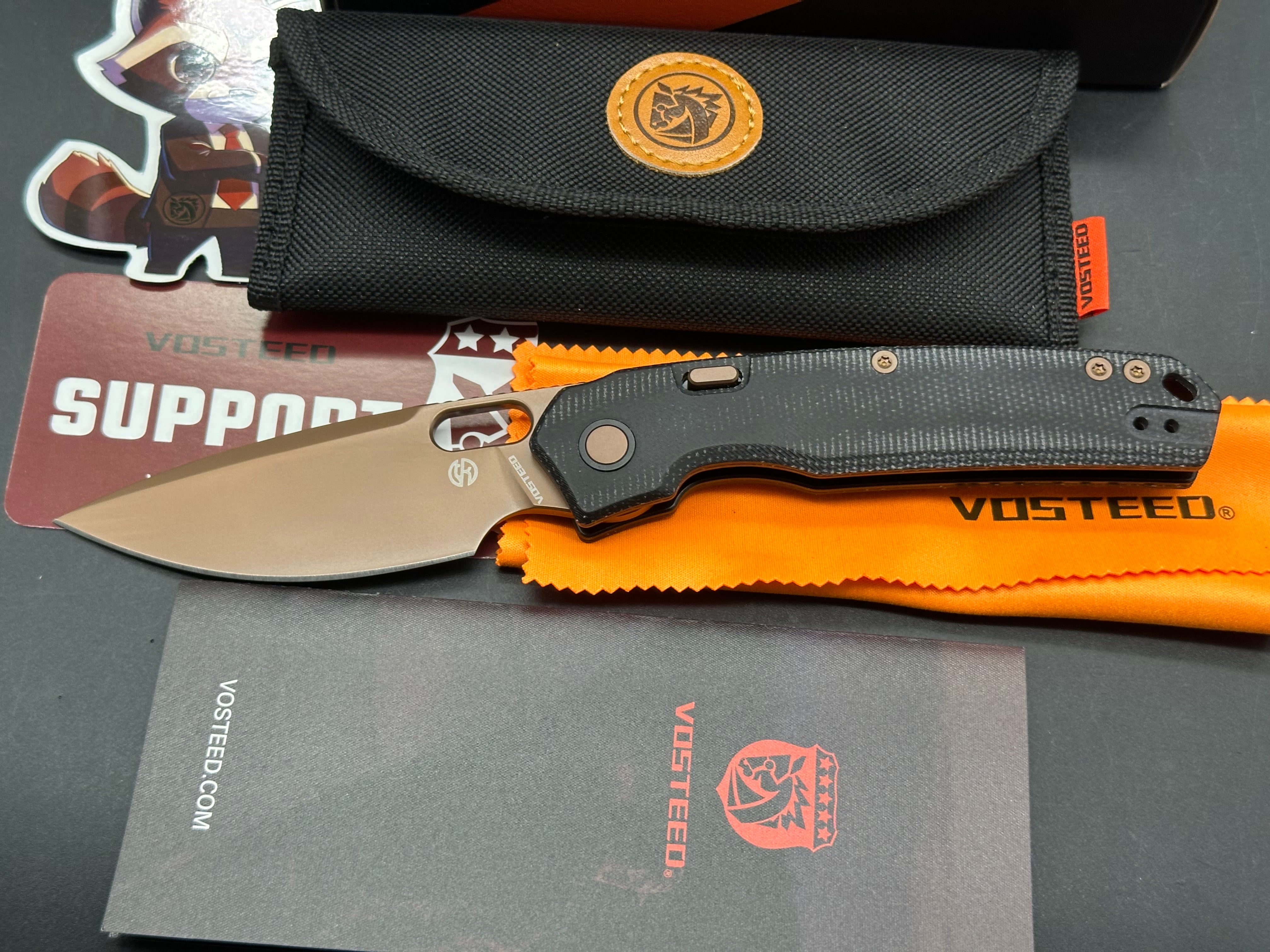 Vosteed Psyop White Mountain Knives Exclusive #230/230 First Run, Elmax Copper Dune PVD Blade, Black Micarta Handles