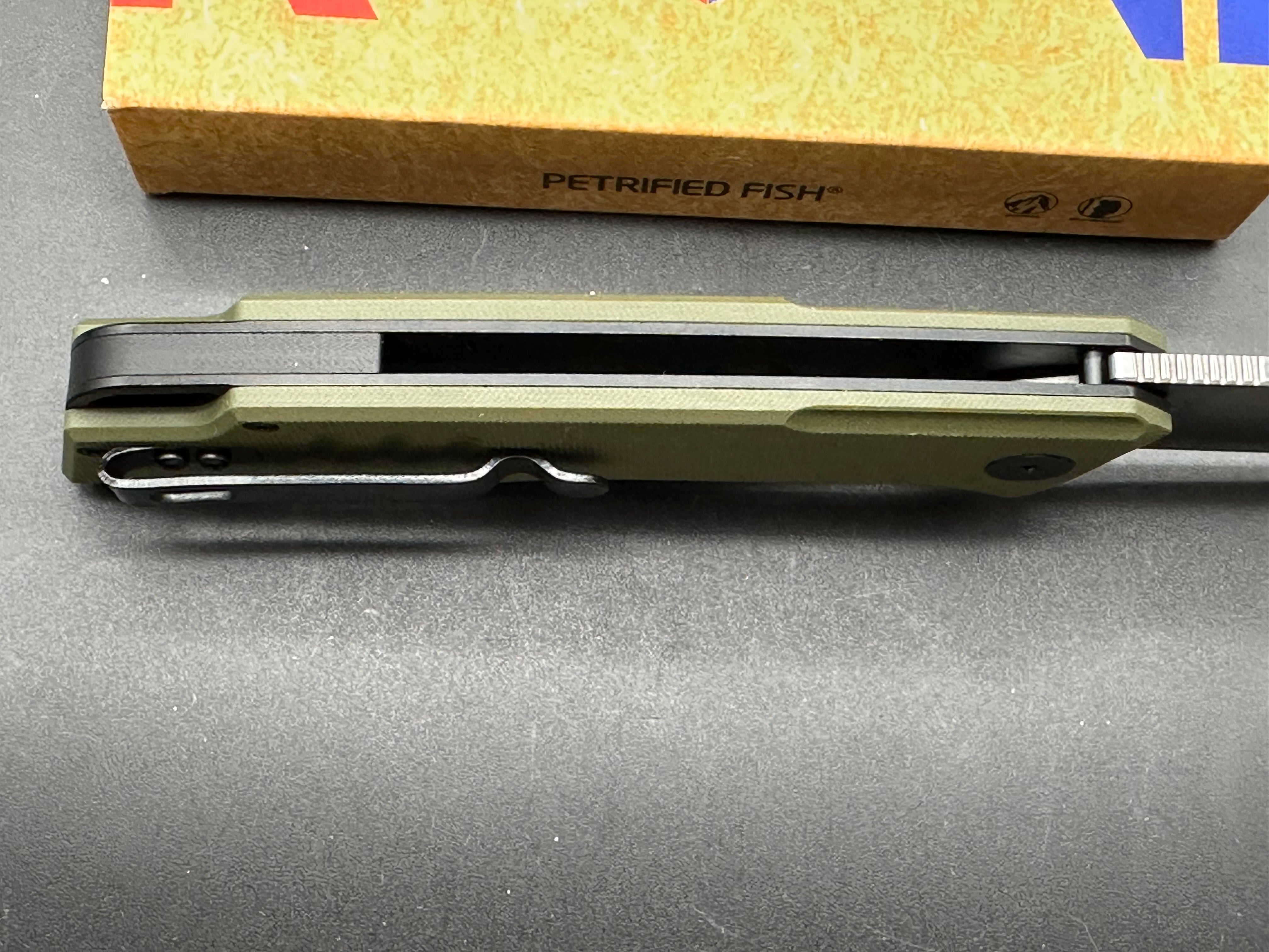 Petrified Fish PFB02 Loco 3.70" D2 Satin Blade G10 Handle Flipper Liner lock knife