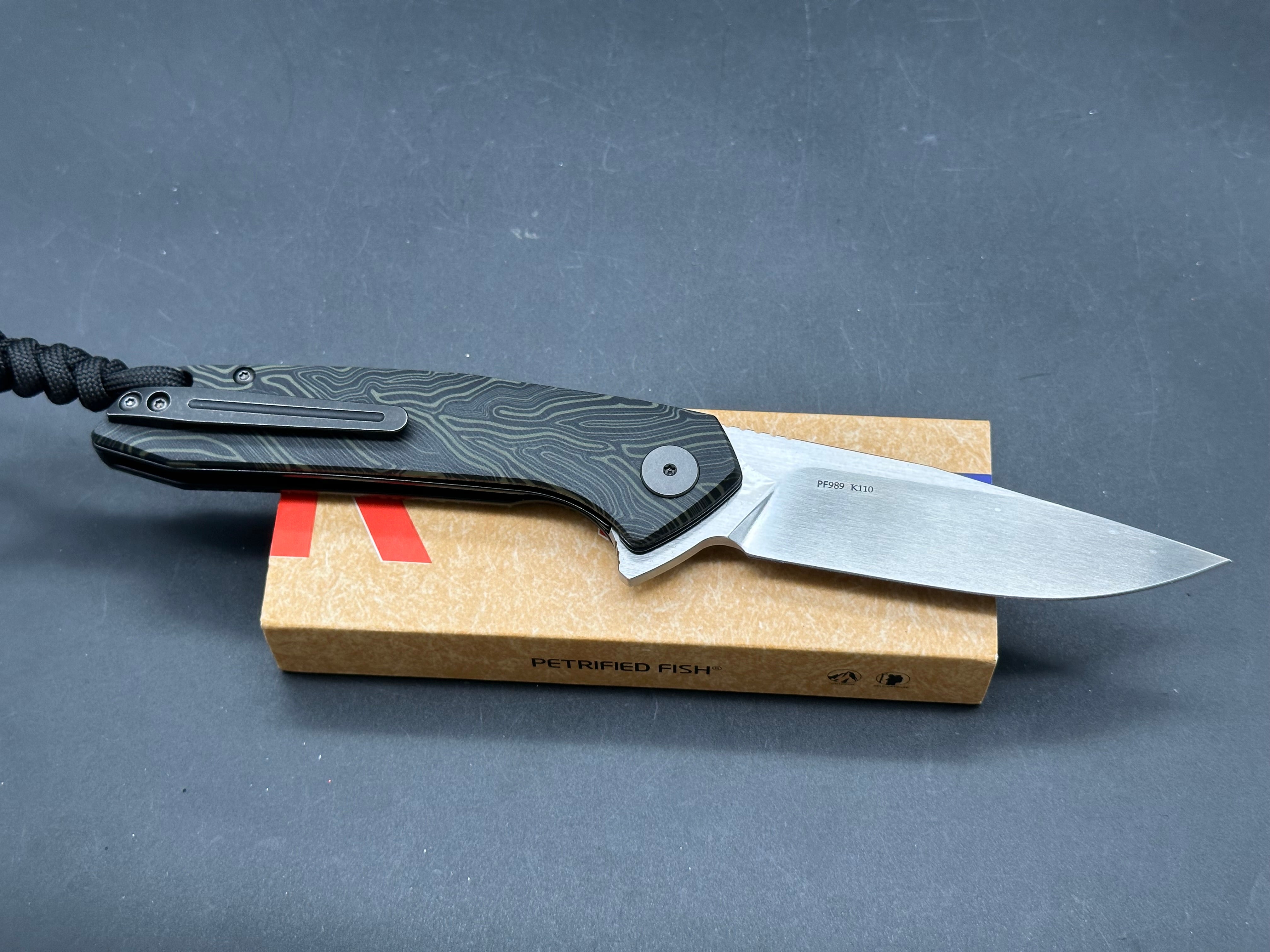Petrified Fish PF989 K110 Folding knife Auster G10 handle