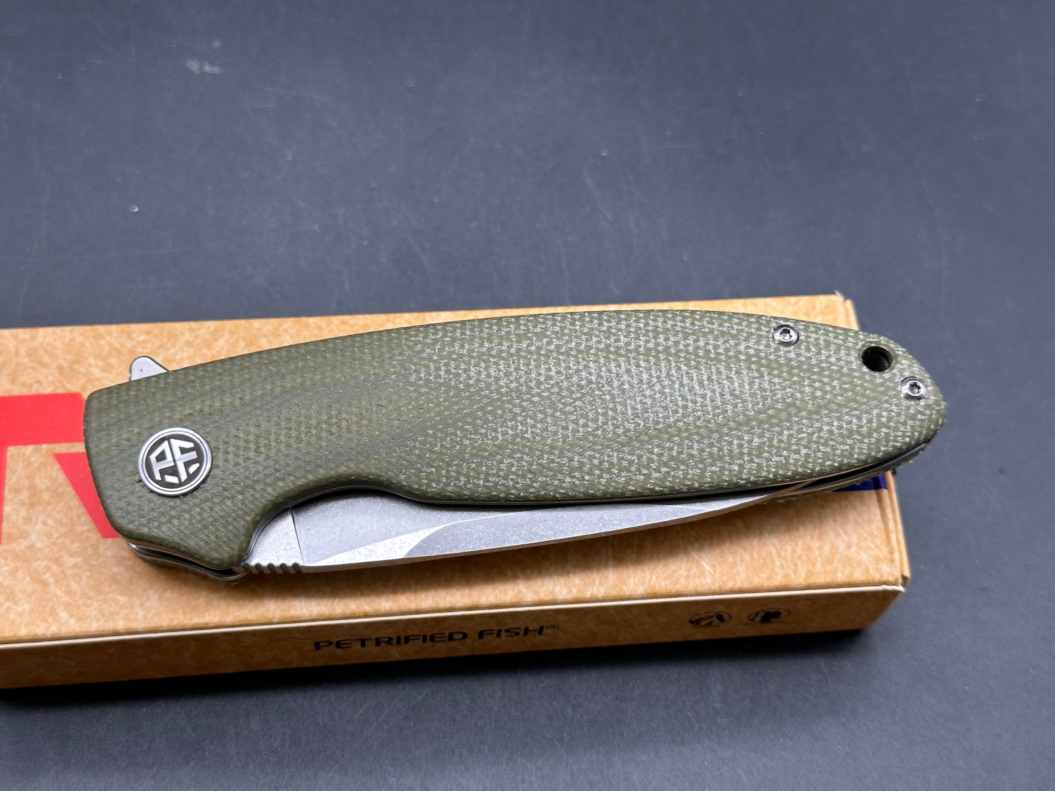 Petrified Fish PFB01 Terra 3.54" D2 Blade Micarta Handle