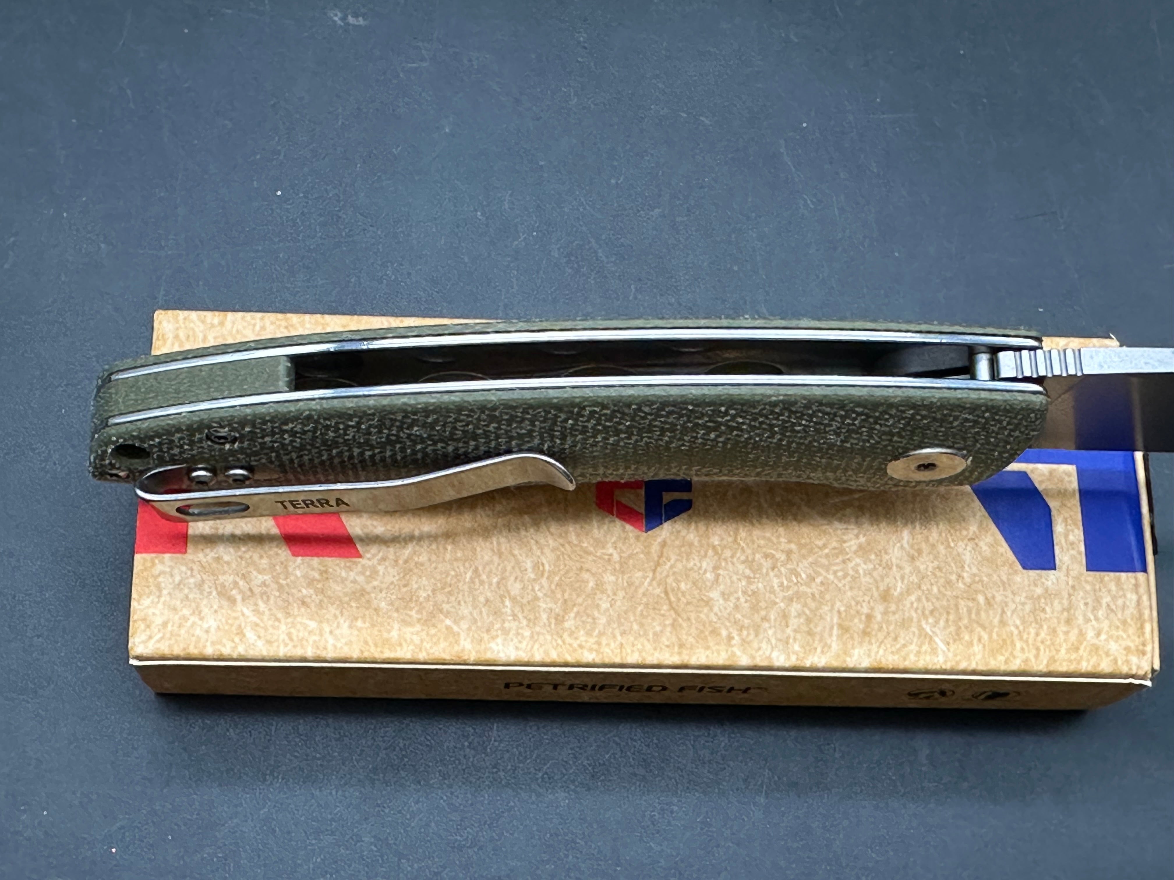 Petrified Fish PFB01 Terra 3.54" D2 Blade Micarta Handle