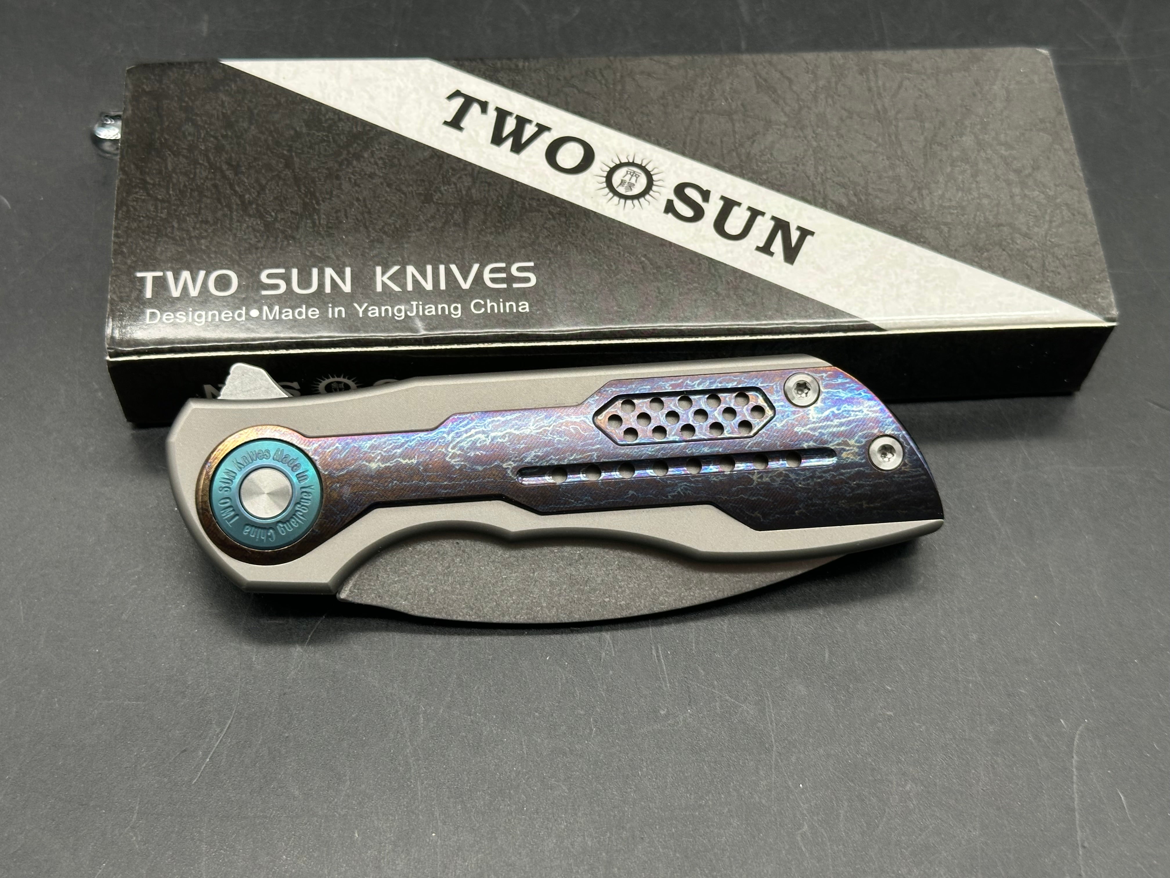 TWOSUN TS440 COLORFUL TITANIUM HANDLE 14C28N PLAIN EDGE