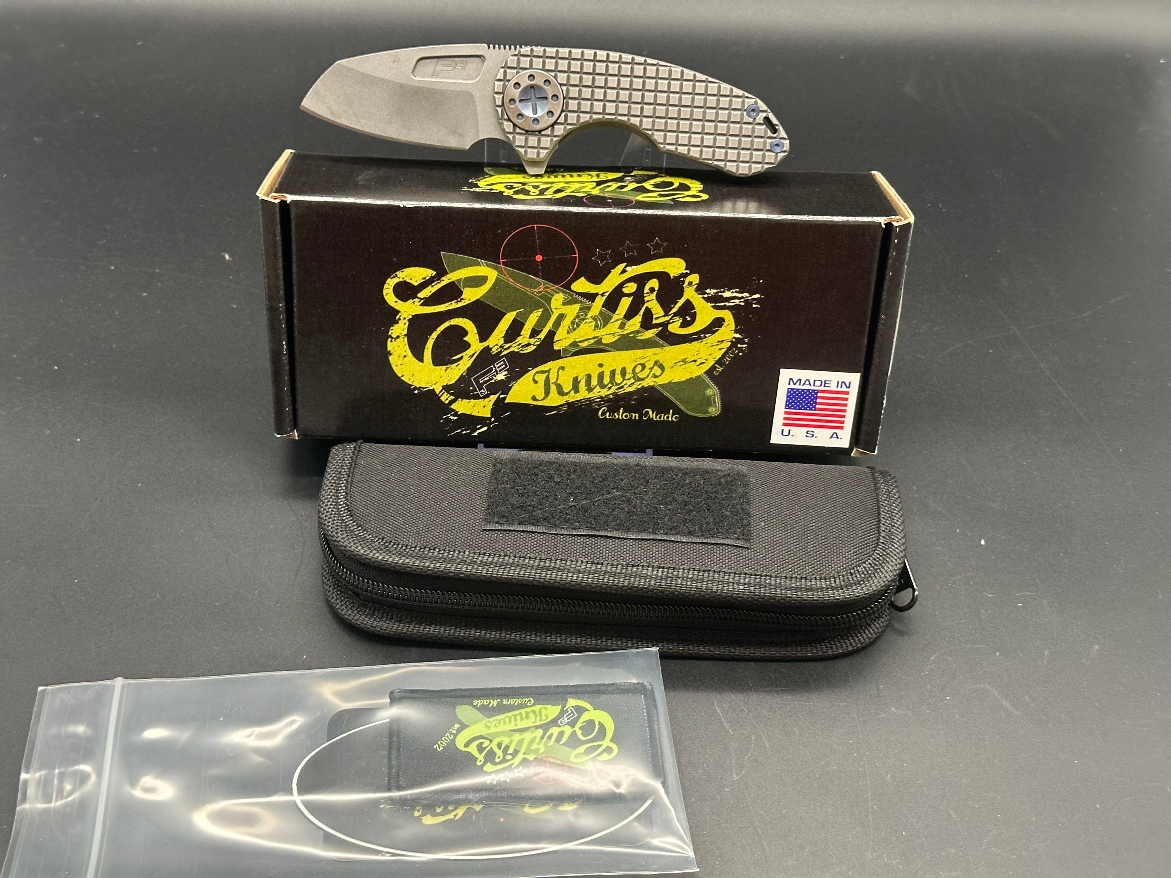 Curtiss Custom Knives F3 Compact Wharny Flipper Smooth Blasted Ti (Magnacut)