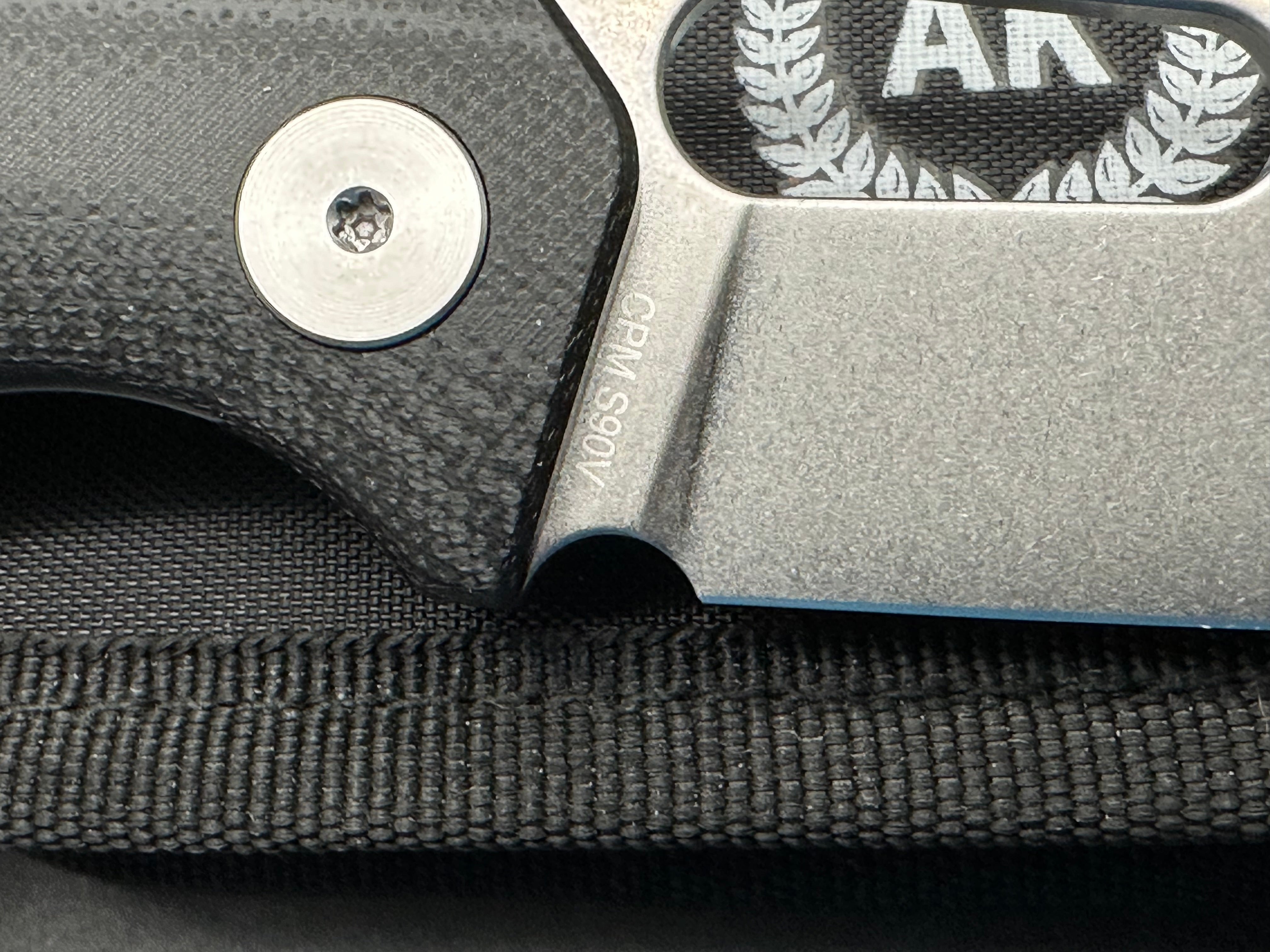 Asher Spiro G10, 3.2" S90V Stonewash Blade with Black G10 Handle