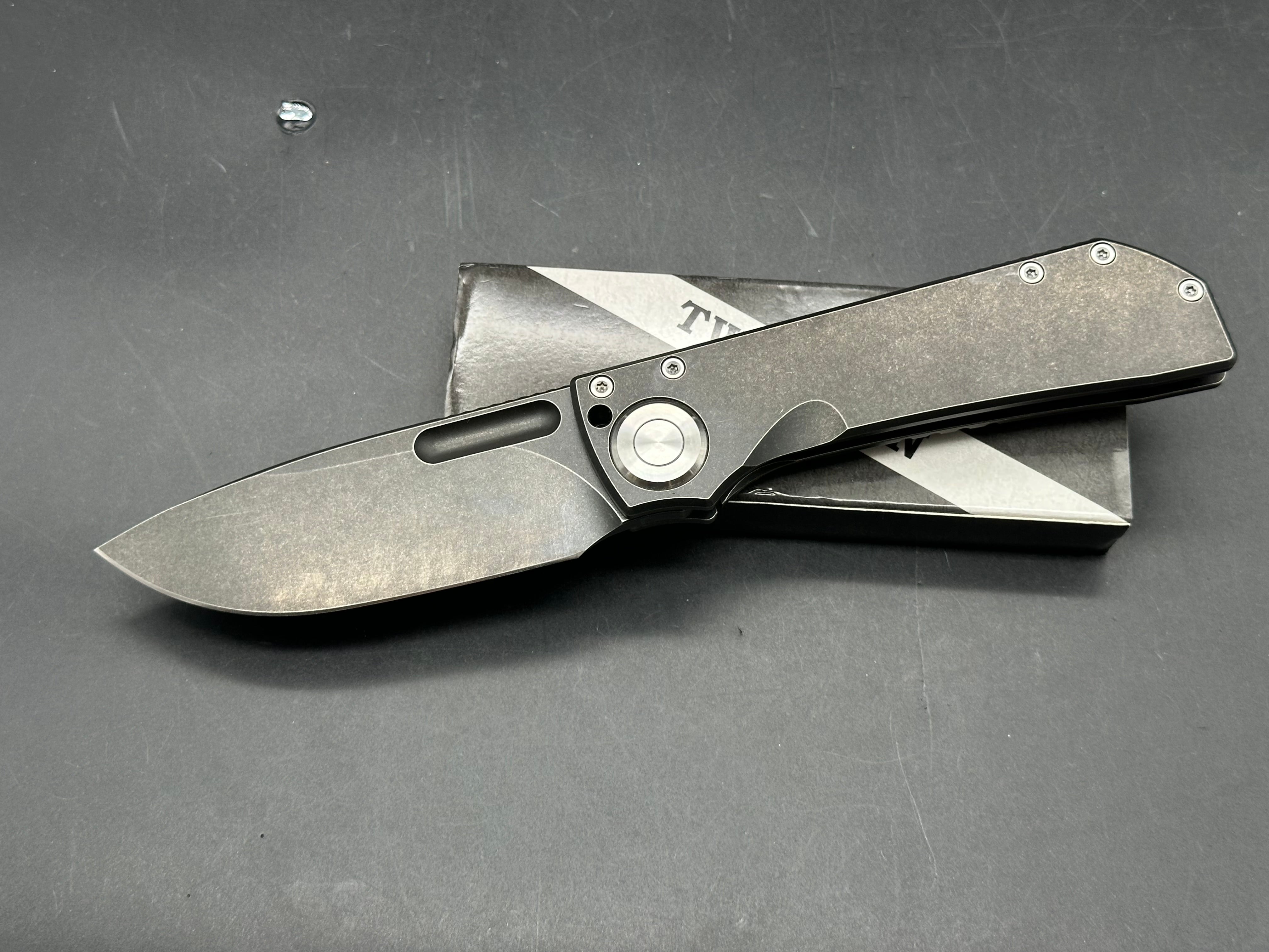 TWOSUN NIGHT MORNING BLACKWASHED TITANIUM HANDLE D2 BLADE TS346-D2