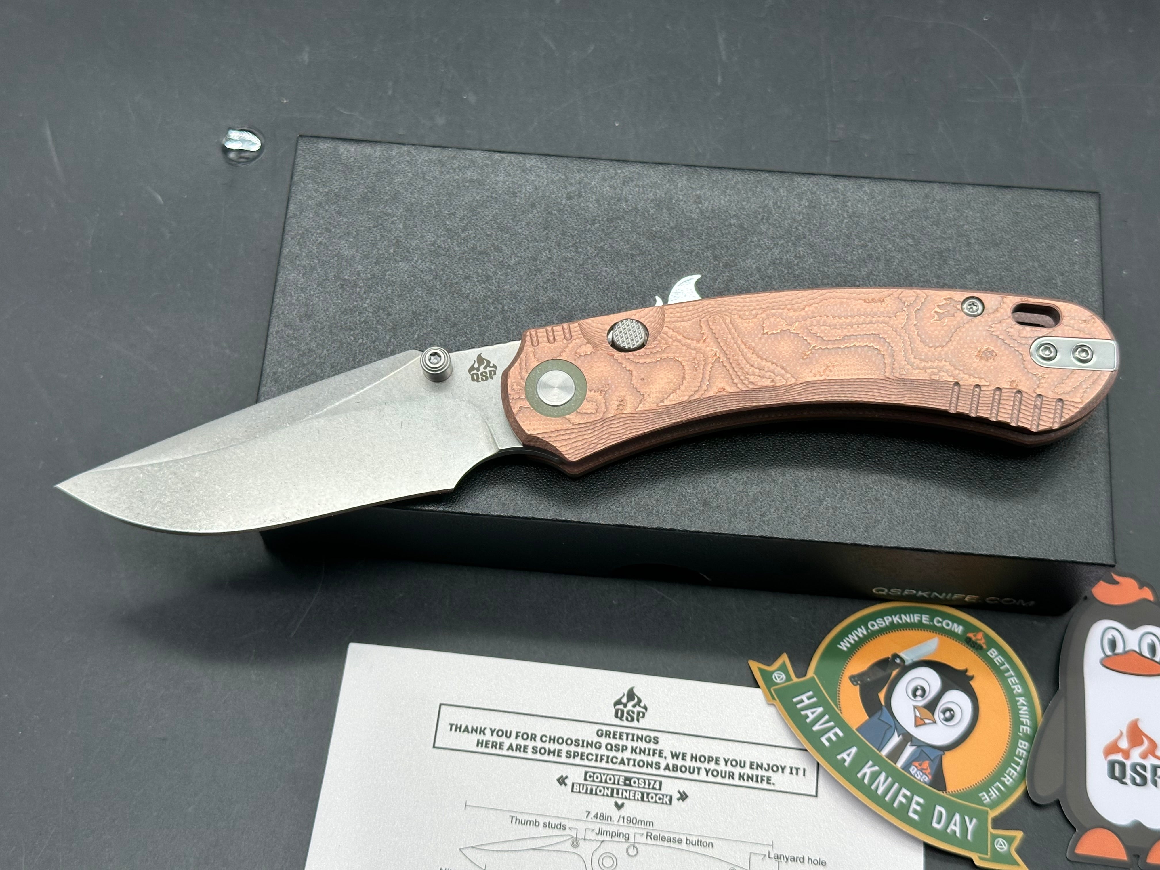 QSP COYOTE COPPER FOIL G10 HANDLE NITRO-V PLAIN EDGE