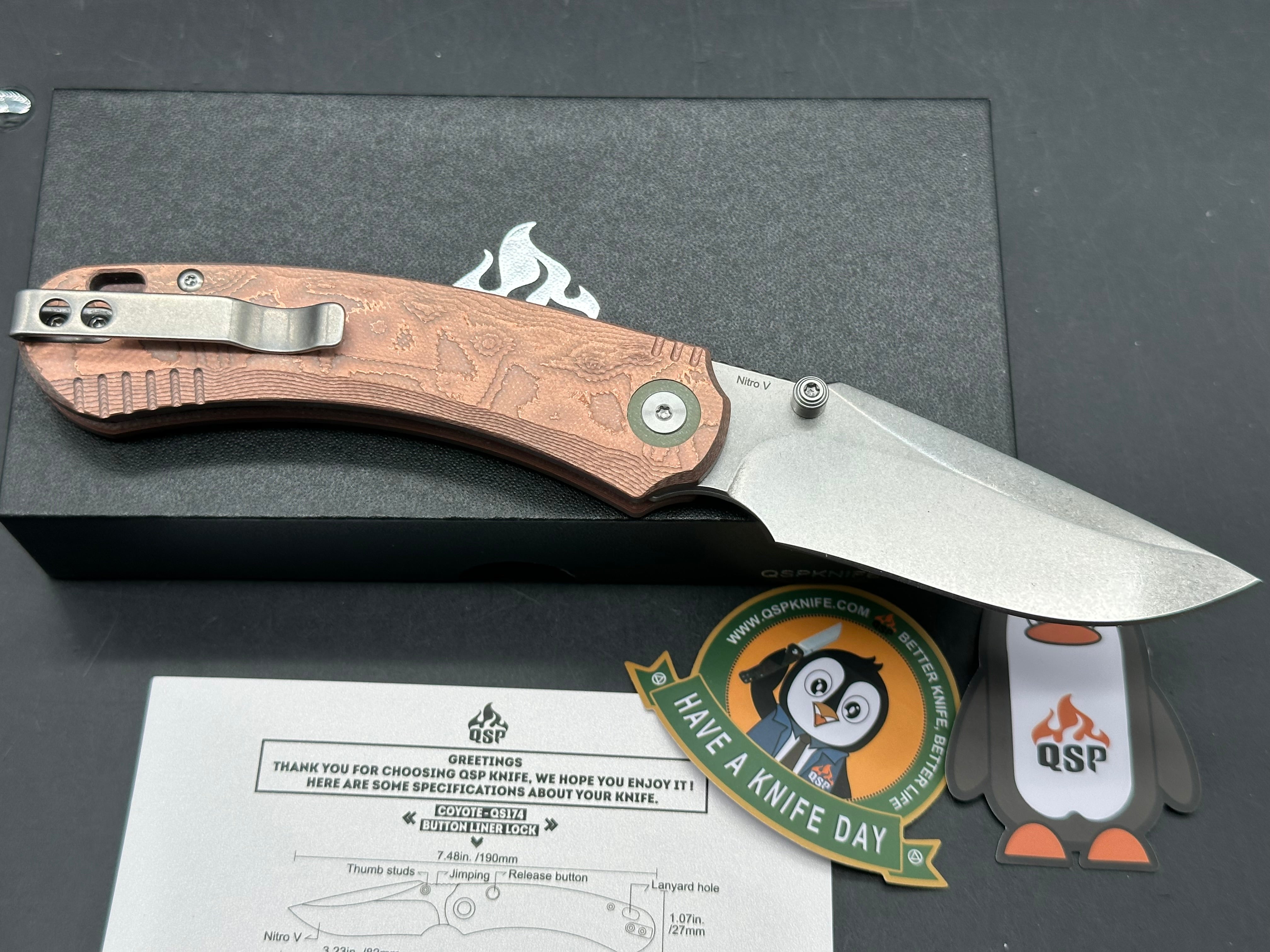 QSP COYOTE COPPER FOIL G10 HANDLE NITRO-V PLAIN EDGE