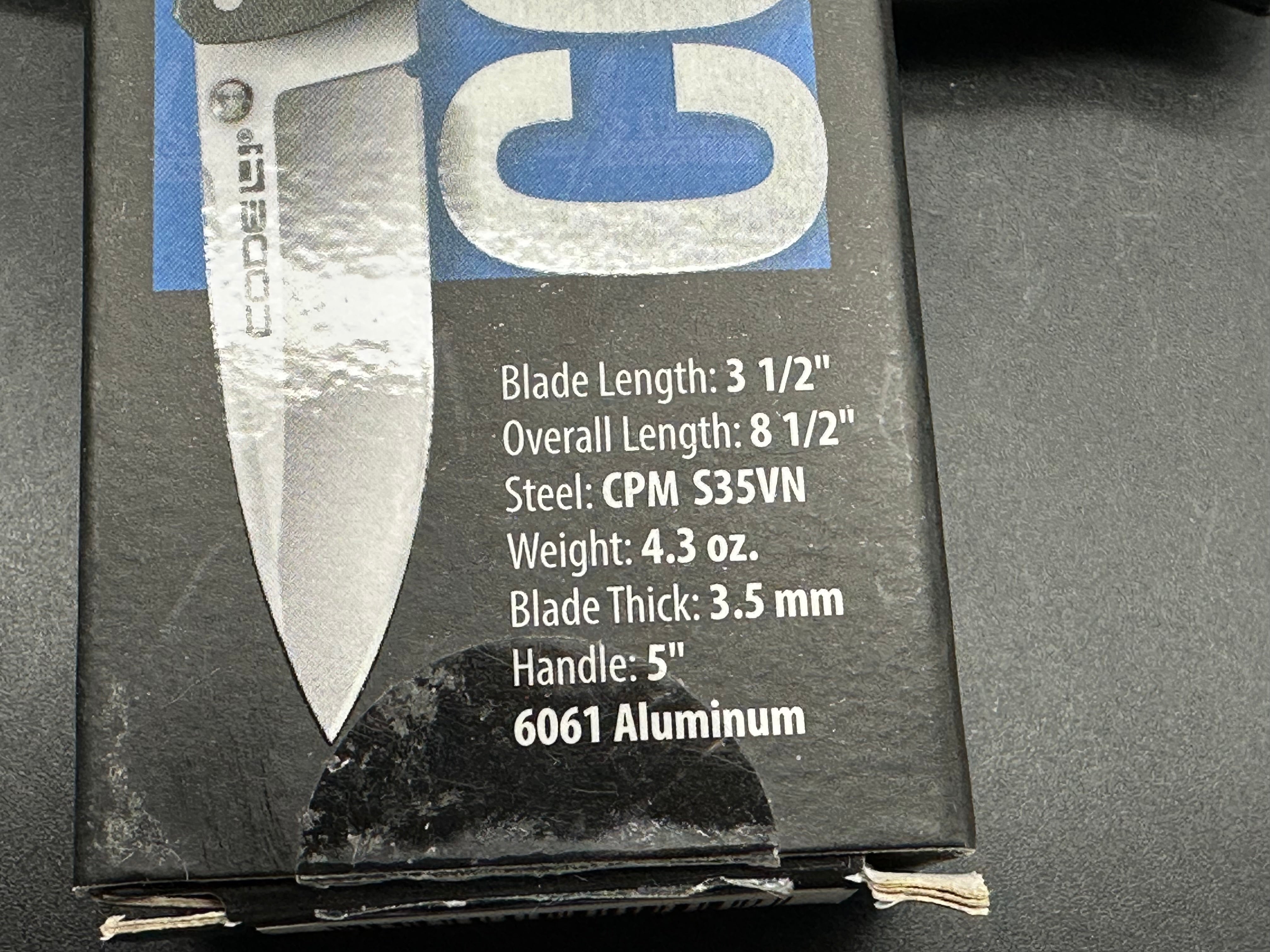 COLD STEEL CODE-4 KNIFE GRAY ALUMINUM HANDLE PLAIN SPEAR POINT EDGE
