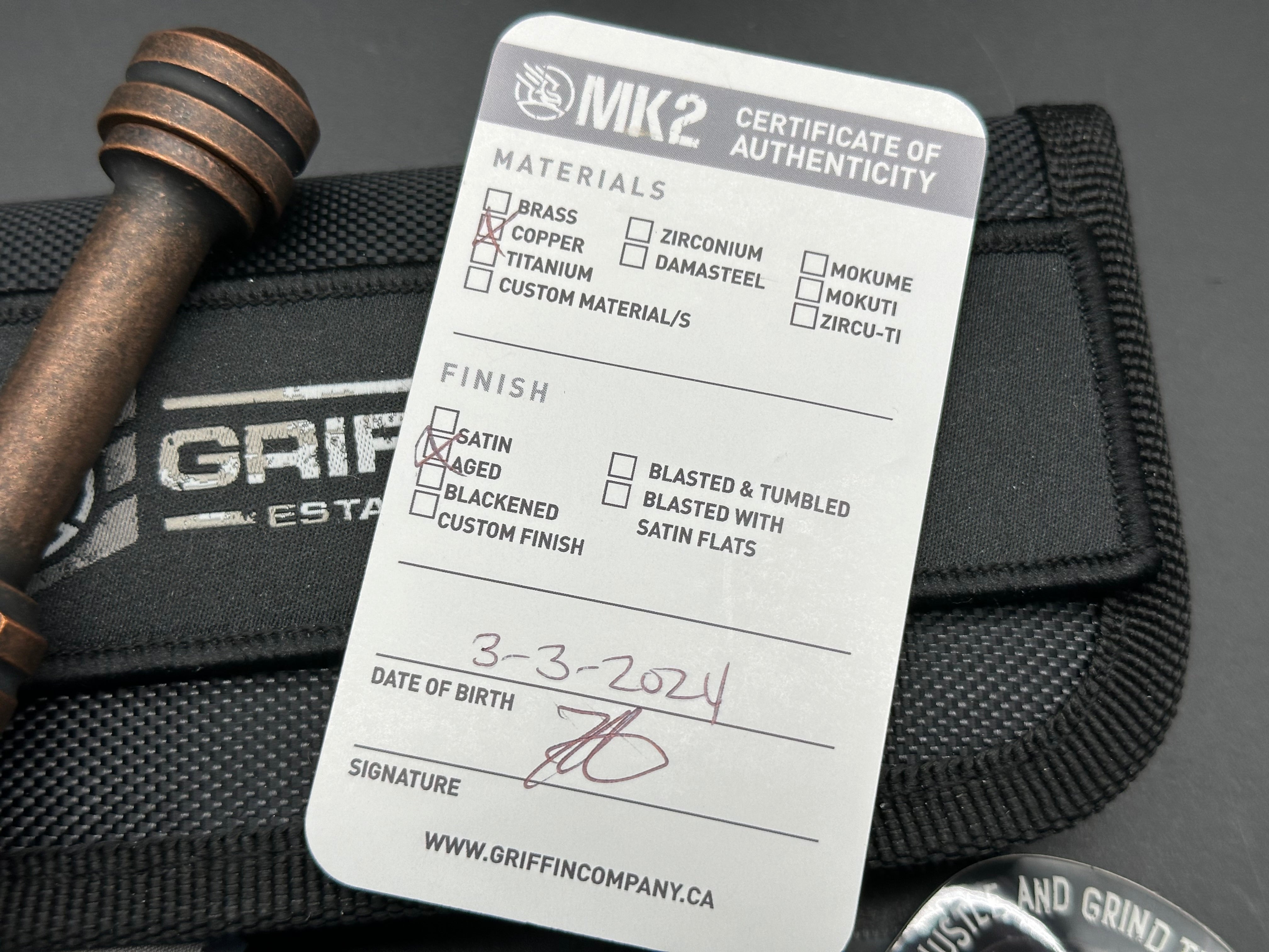 Griffin Co. MK2 3.75" Aged Copper Bit Driver Tool w/Wiha bits included: T6, T7, T8 and T9