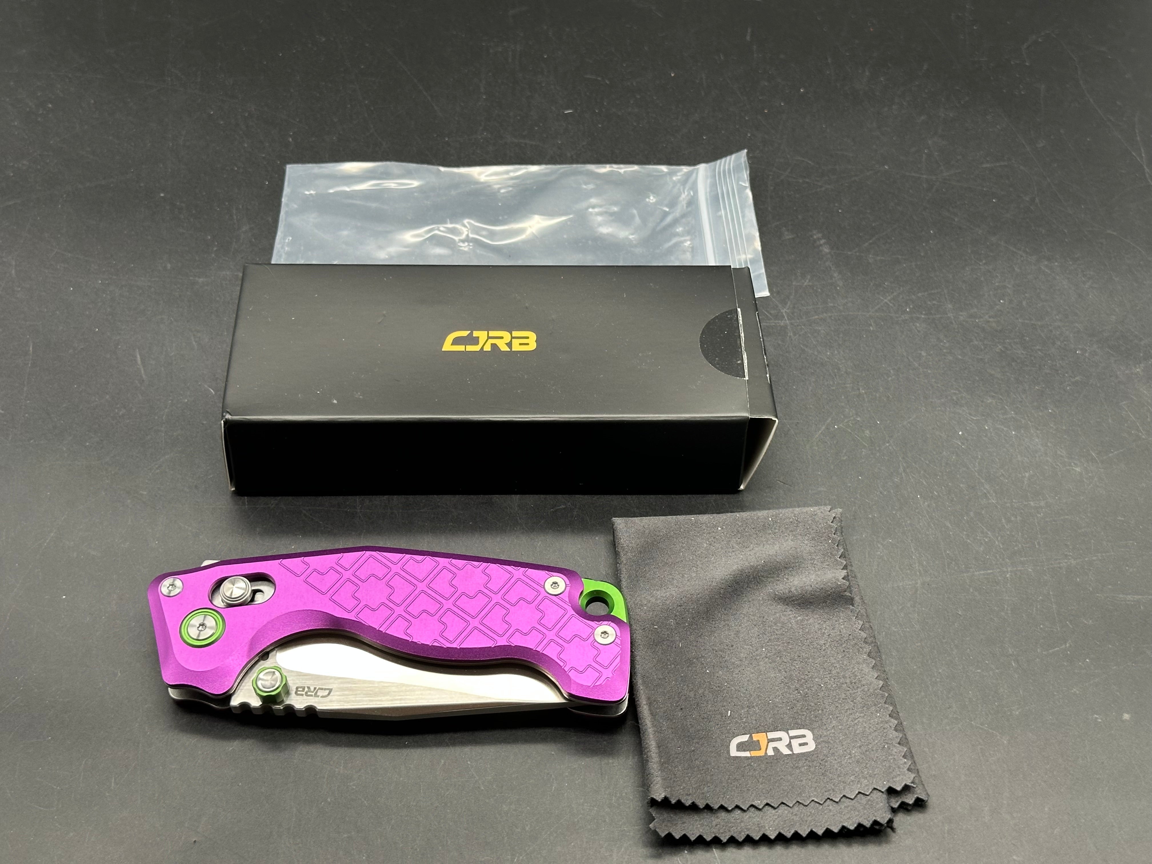 CJRB DOUBLETAP PURPLE ALUMINUM HANDLE D2 SATIN FINISH
