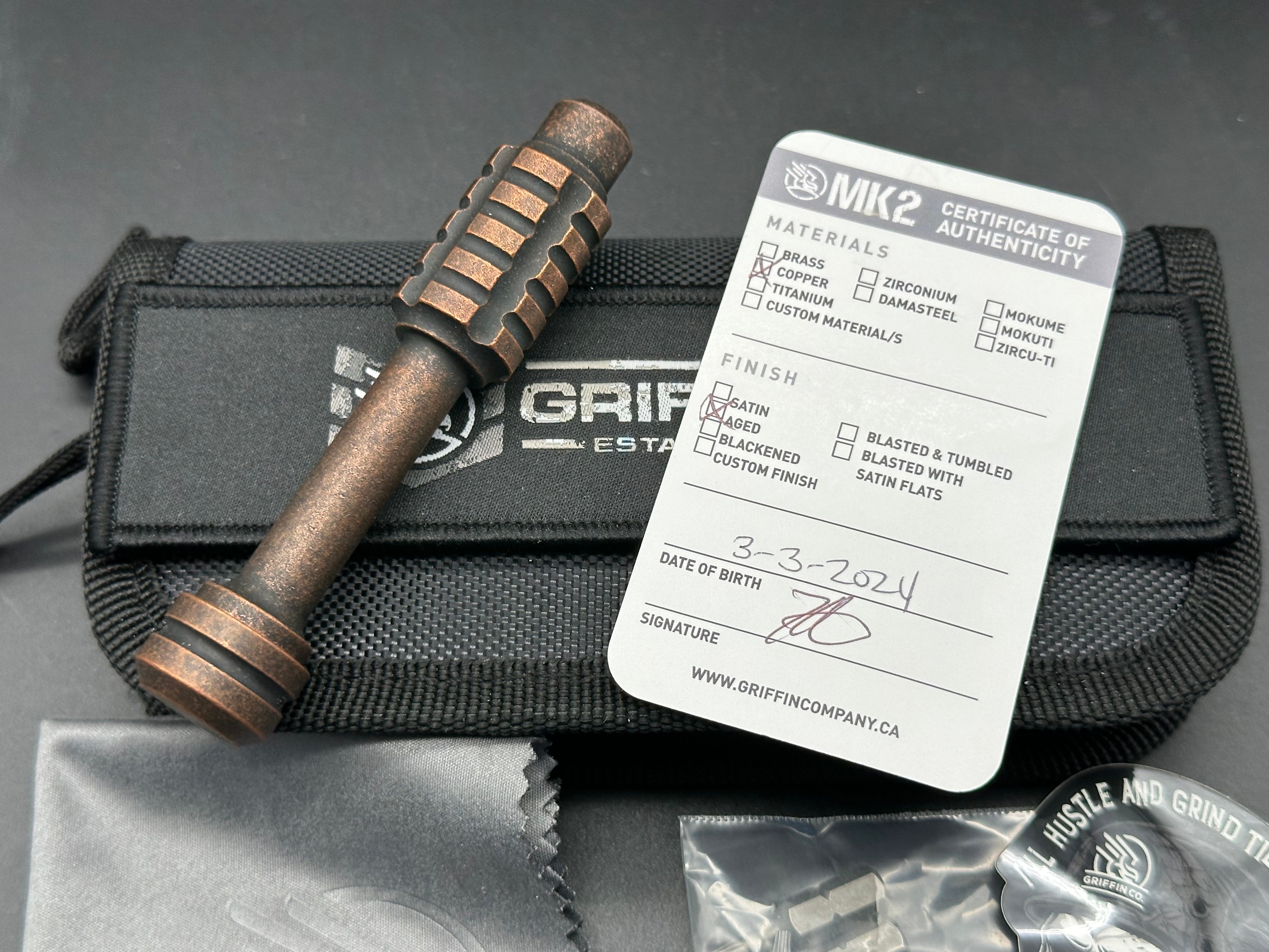 Griffin Co. MK2 3.75" Aged Copper Bit Driver Tool w/Wiha bits included: T6, T7, T8 and T9