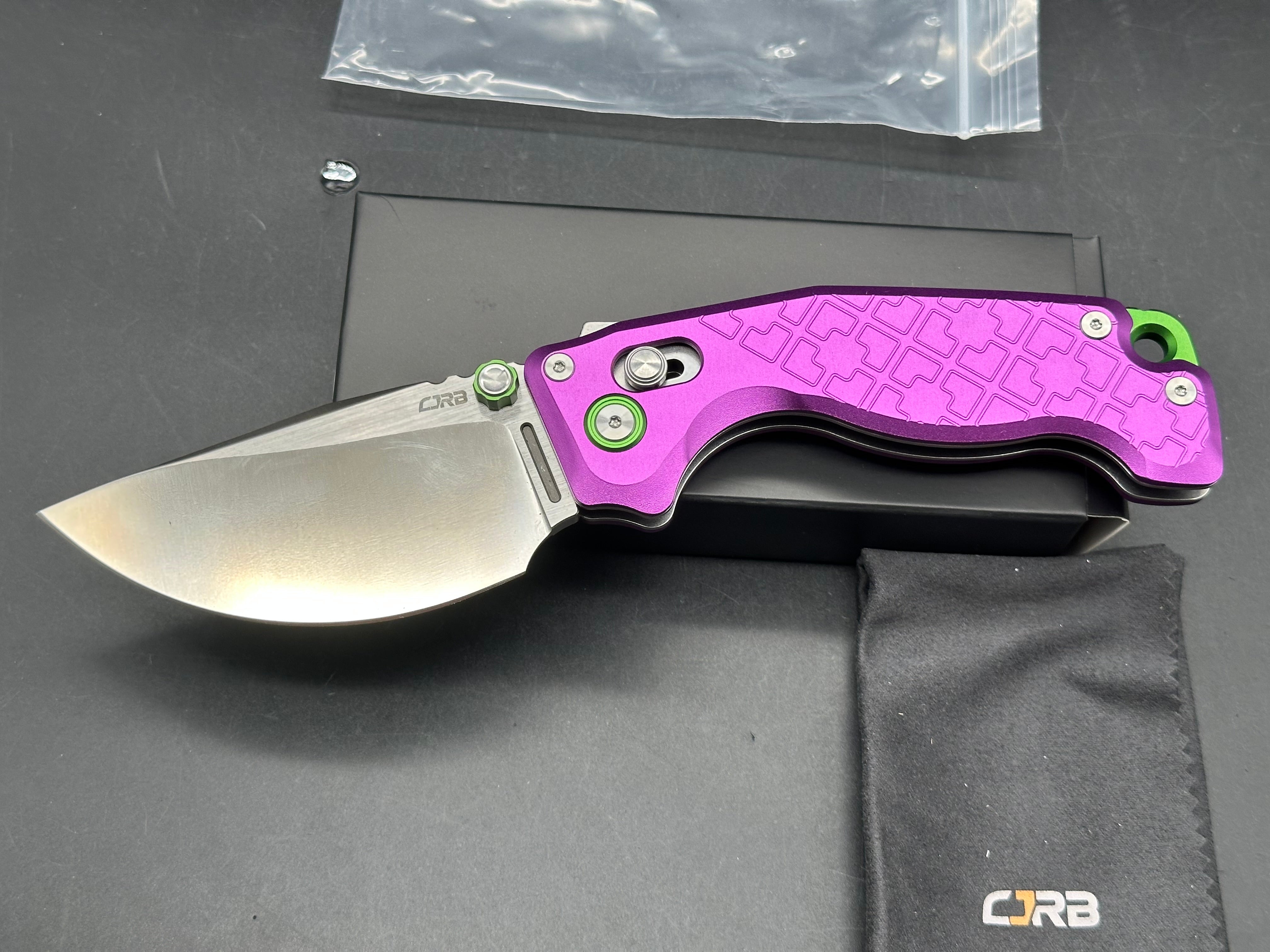 CJRB DOUBLETAP PURPLE ALUMINUM HANDLE D2 SATIN FINISH