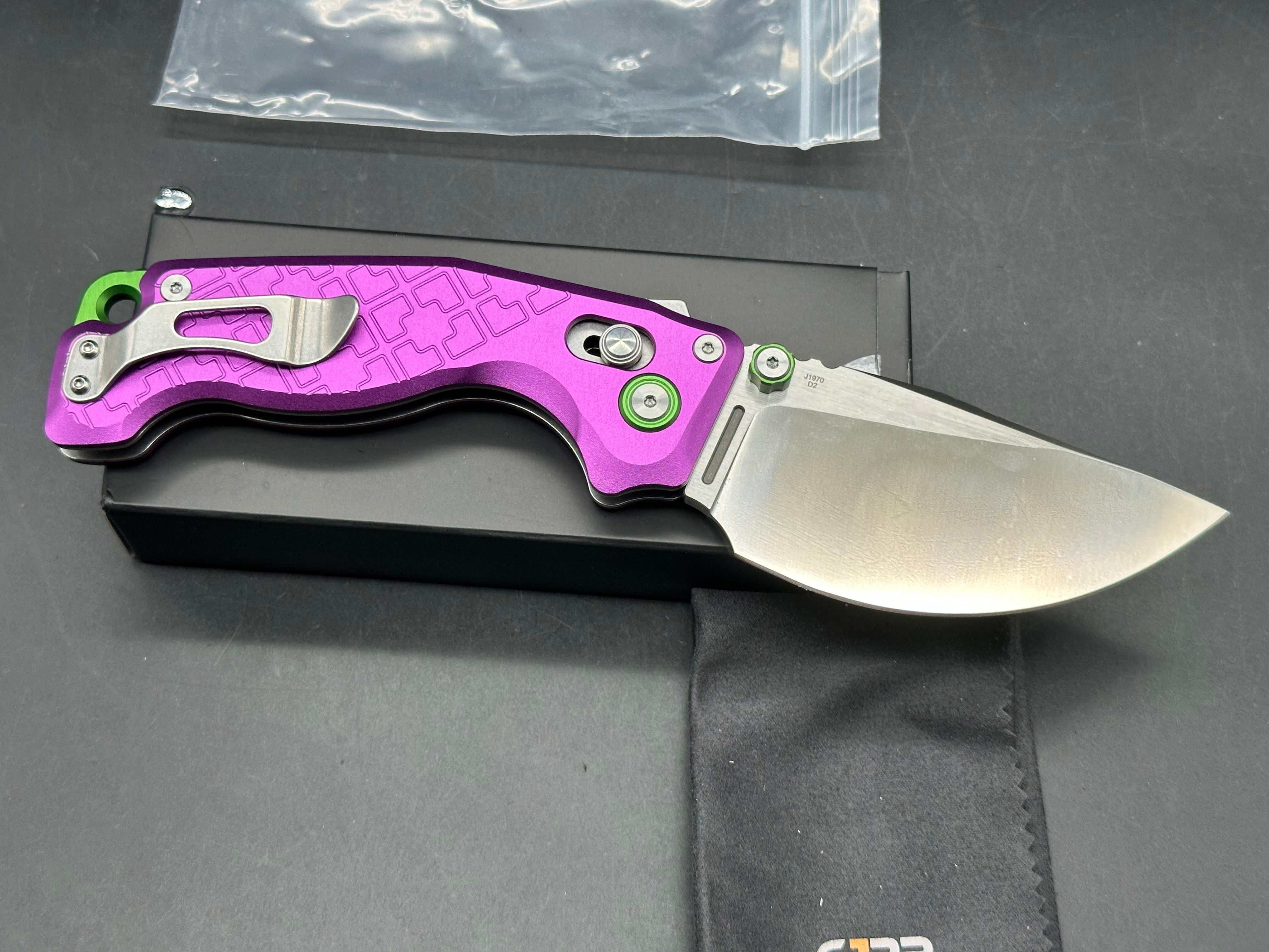 CJRB DOUBLETAP PURPLE ALUMINUM HANDLE D2 SATIN FINISH