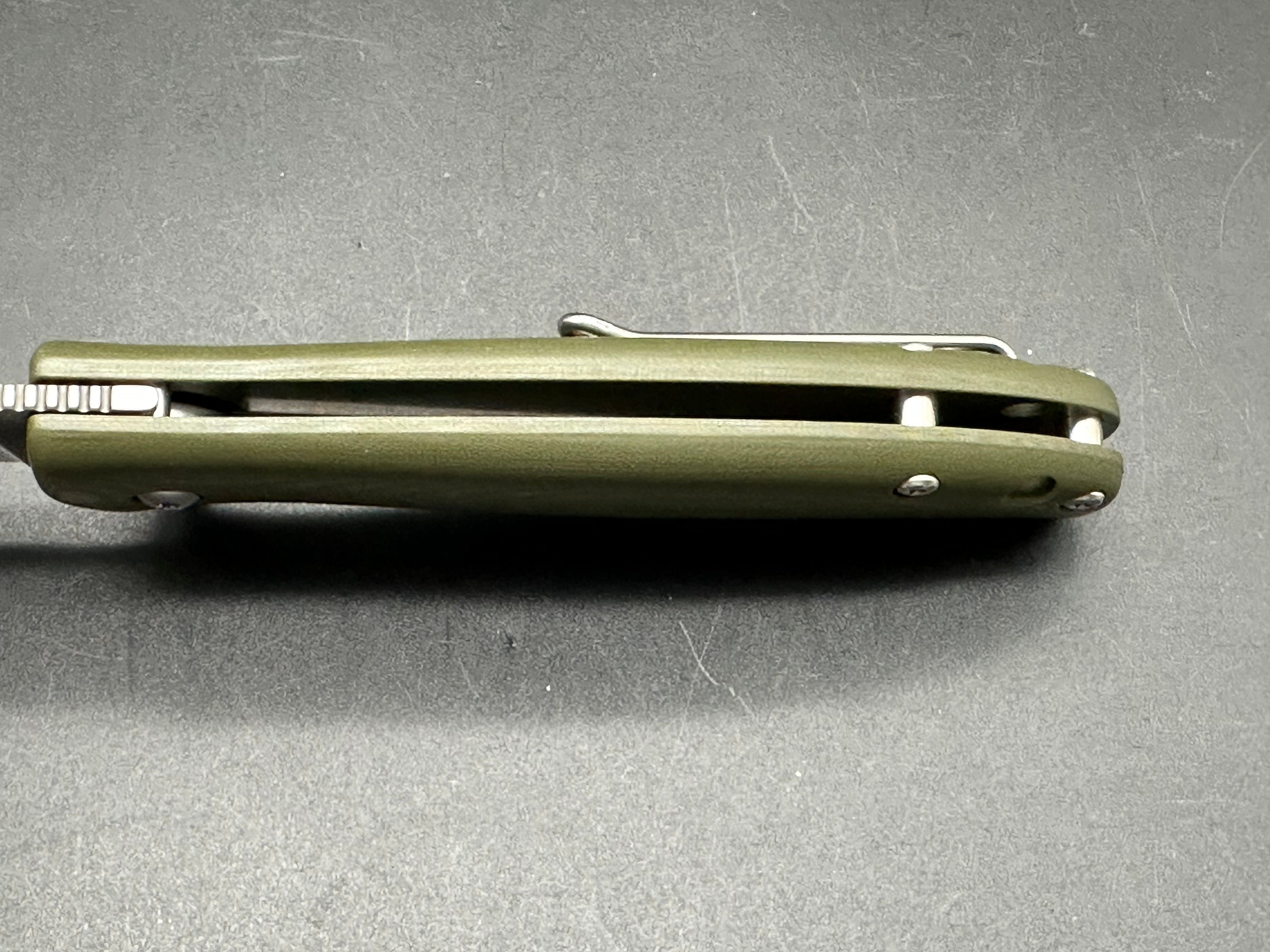 North Arm Skaha II, 3.3" S35VN Polished Stonewash Blade with OD Green G10 Handle (Serial #1259)