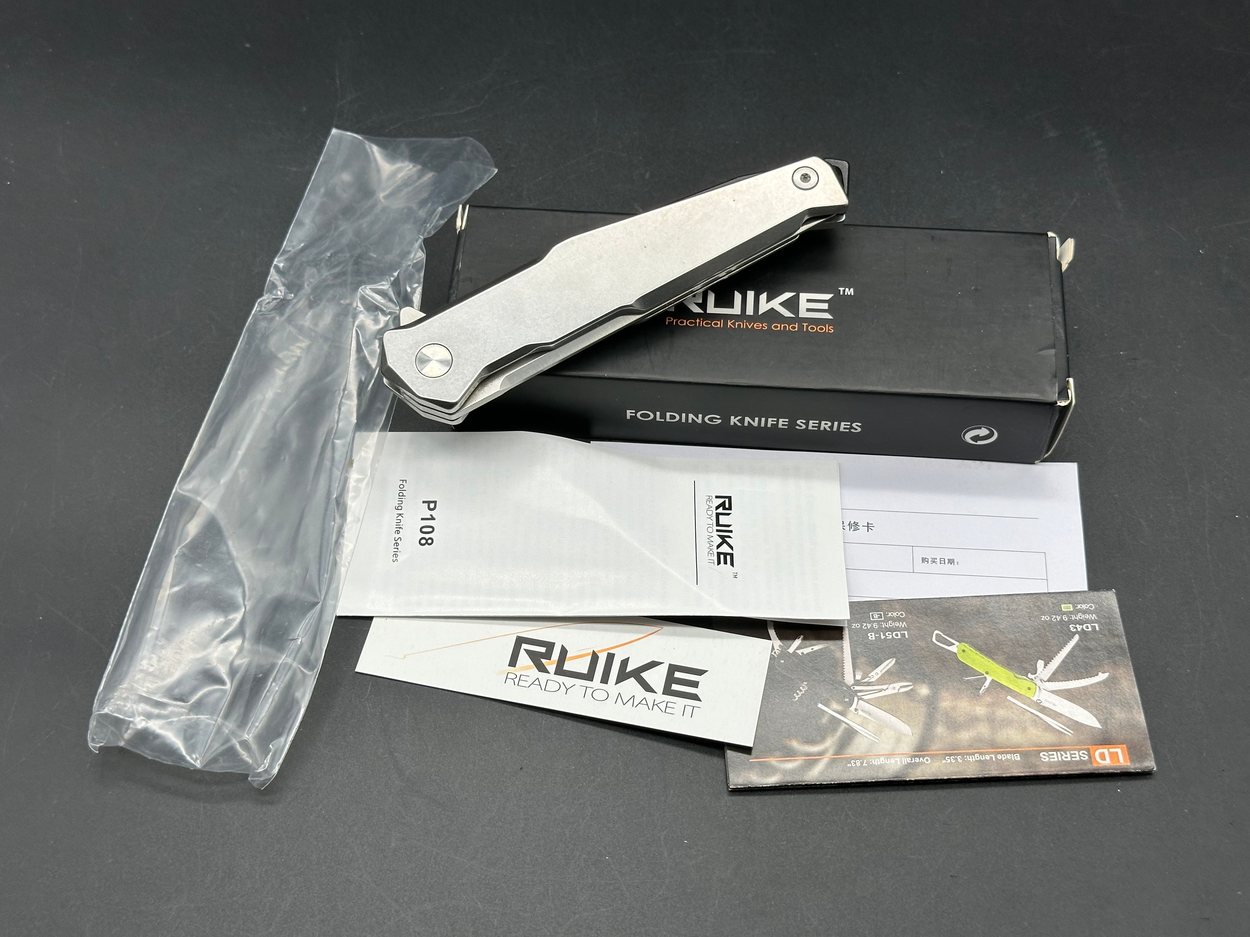 RUIKE P108 Frame Lock Knife w/ Beta Plus Lock (3.5" Satin)