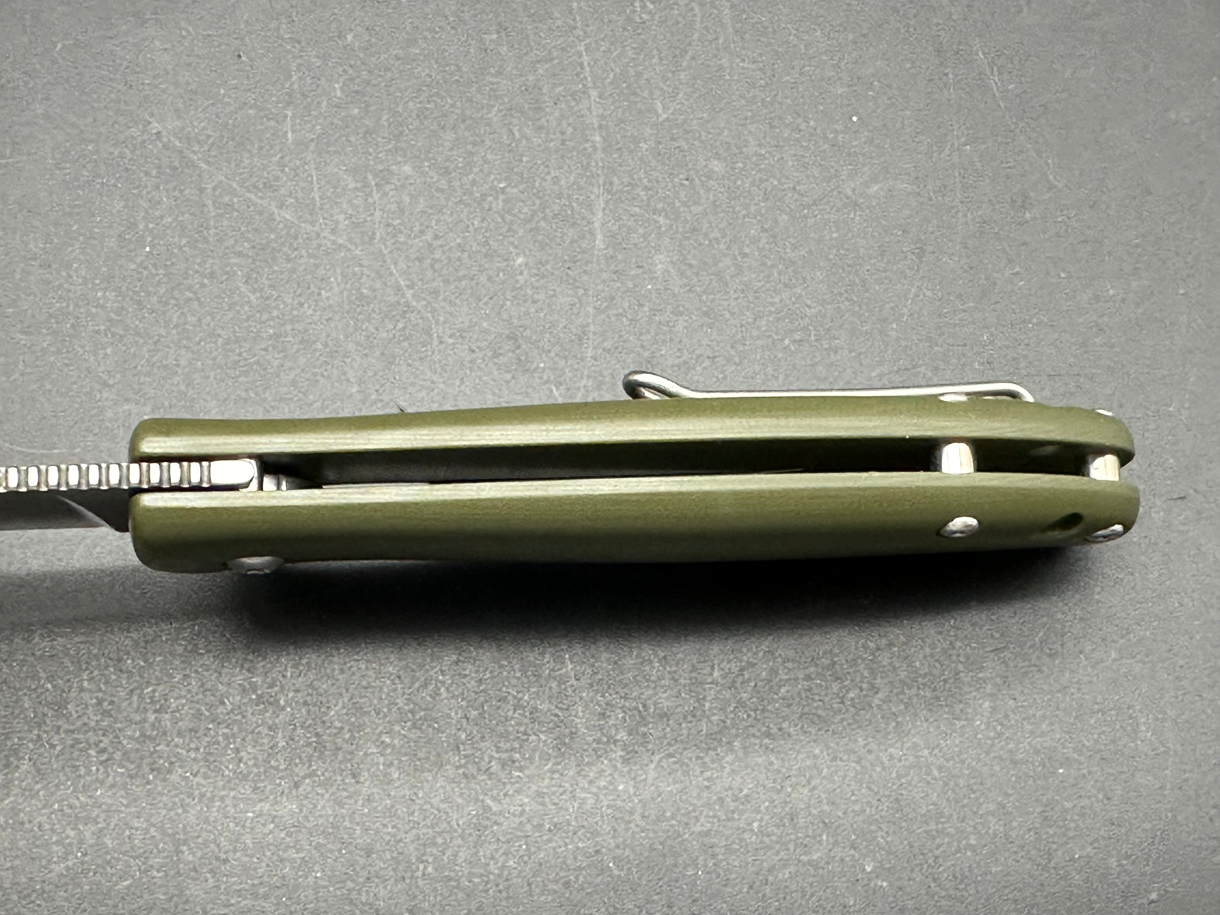 North Arm Skaha II, 3.3" S35VN Polished Stonewash Blade with OD Green G10 Handle (Serial #1476)