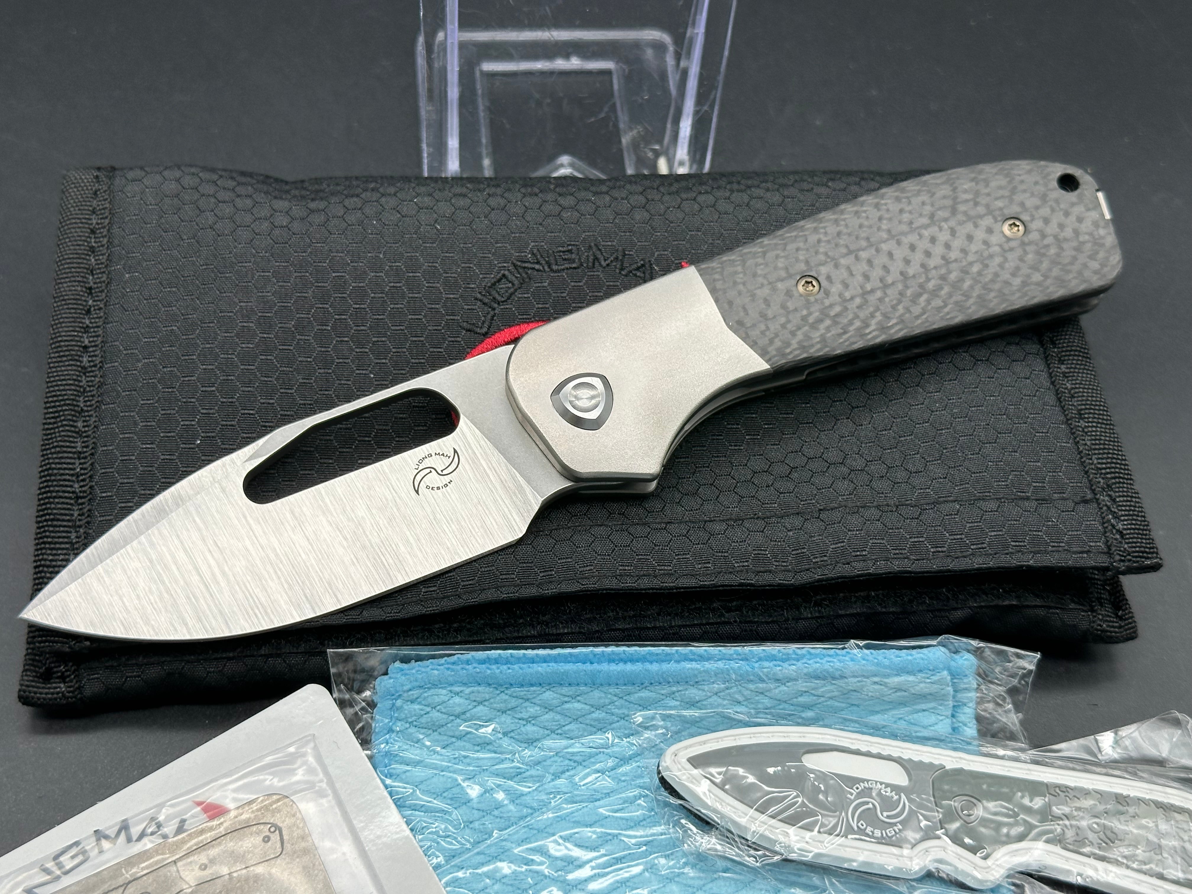 Liong Mah Field Duty 3.5,S90V Satin Blade with Titanium and Carbon Fiber Handle