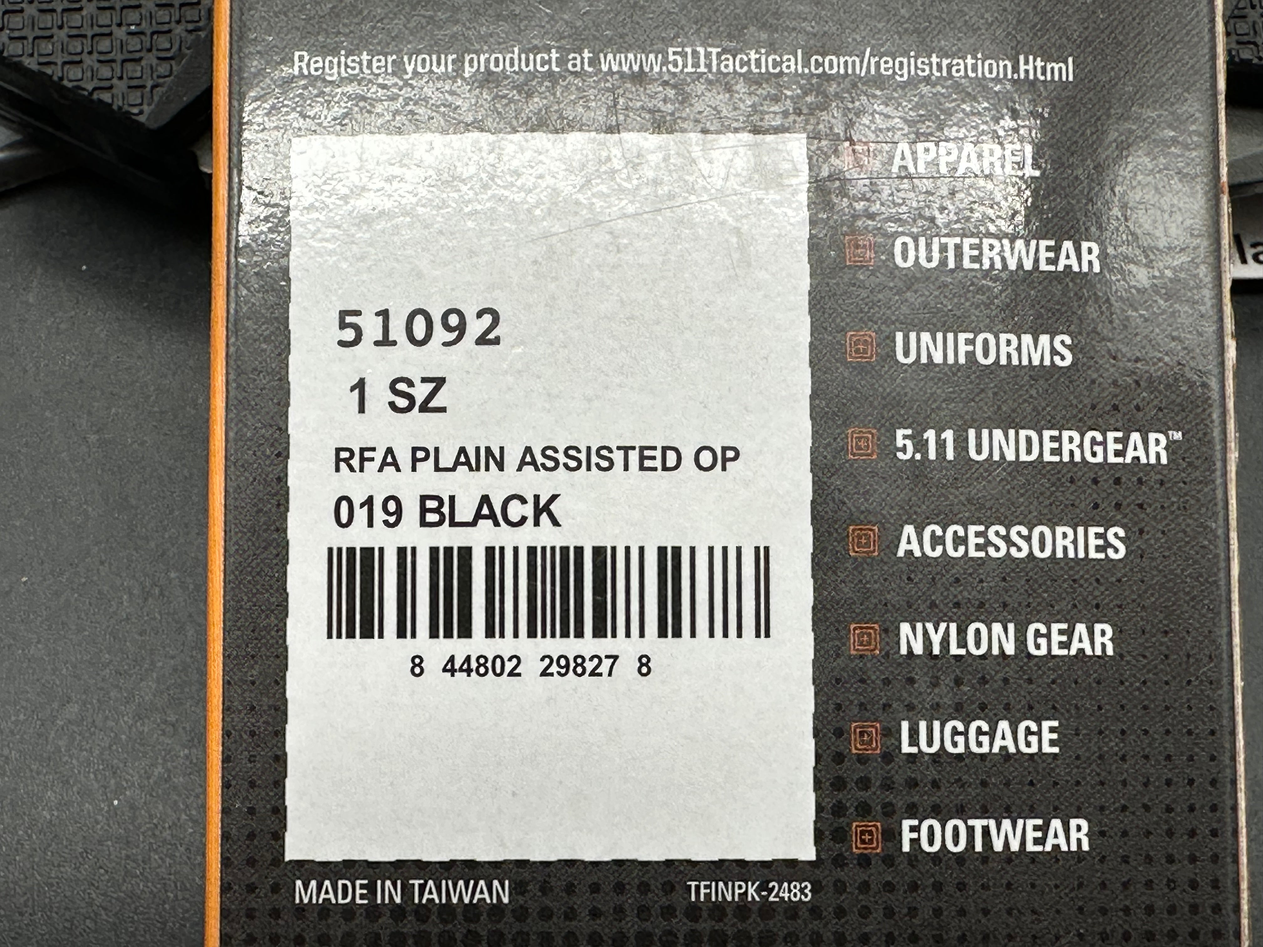 5.11 Tactical RFA Spring Assisted Knife Black FRN (3.5" Black)