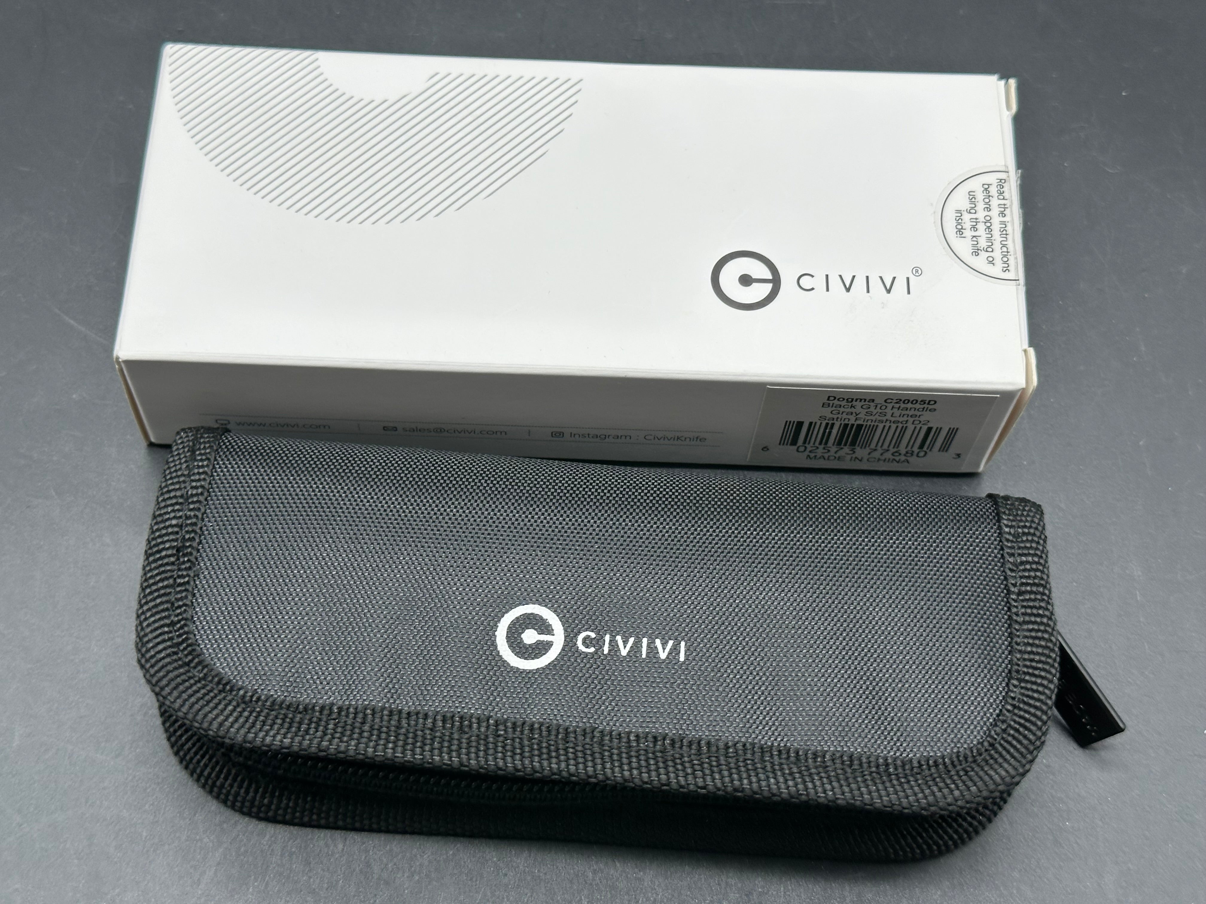 CIVIVI BLACK DOGMA FLIPPER KNIFE, SATIN D2 CLIP POINT BLADE