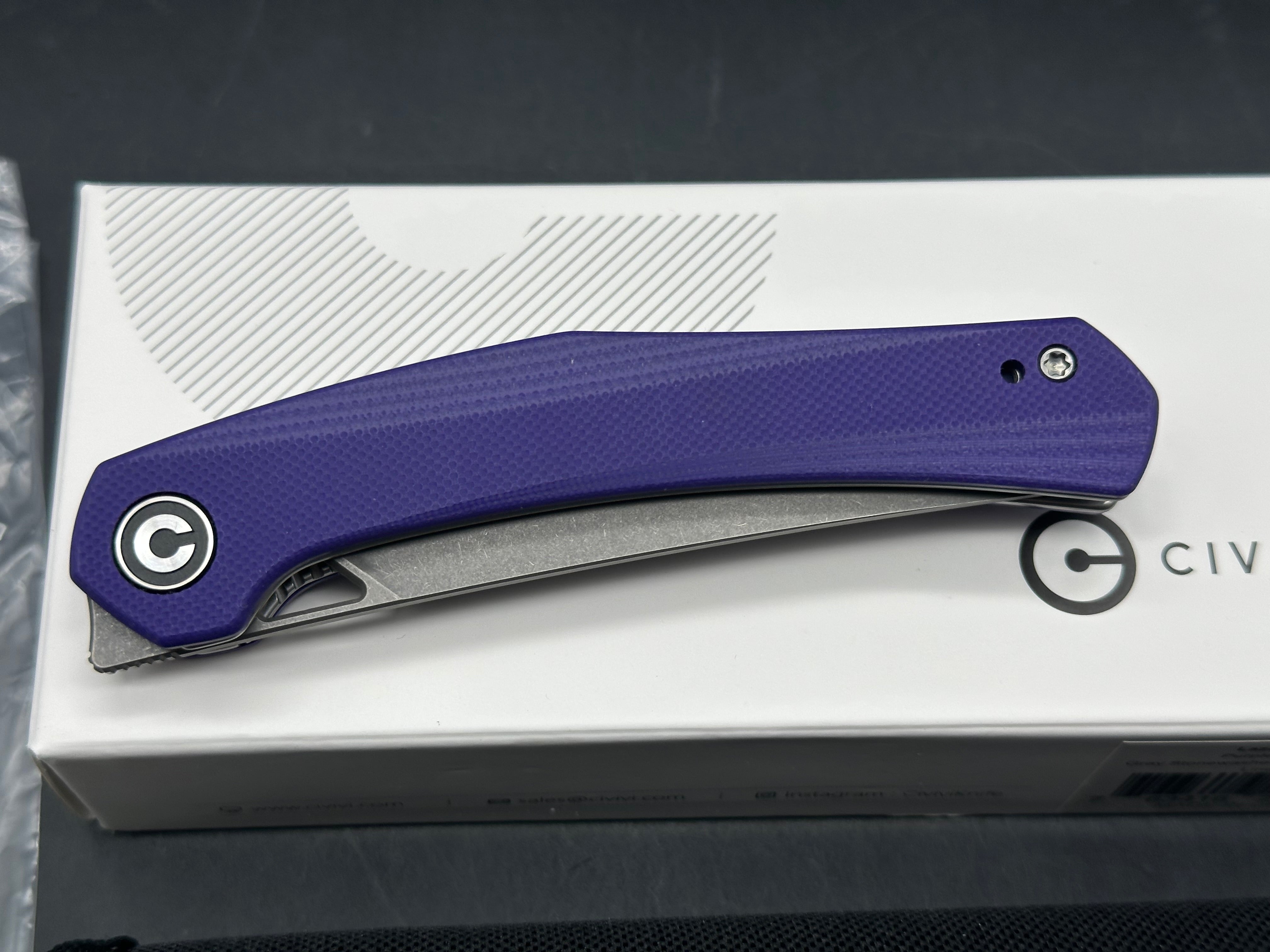 CIVIVI Lazar Liner Lock Knife Purple G-10 (3.3" SW)