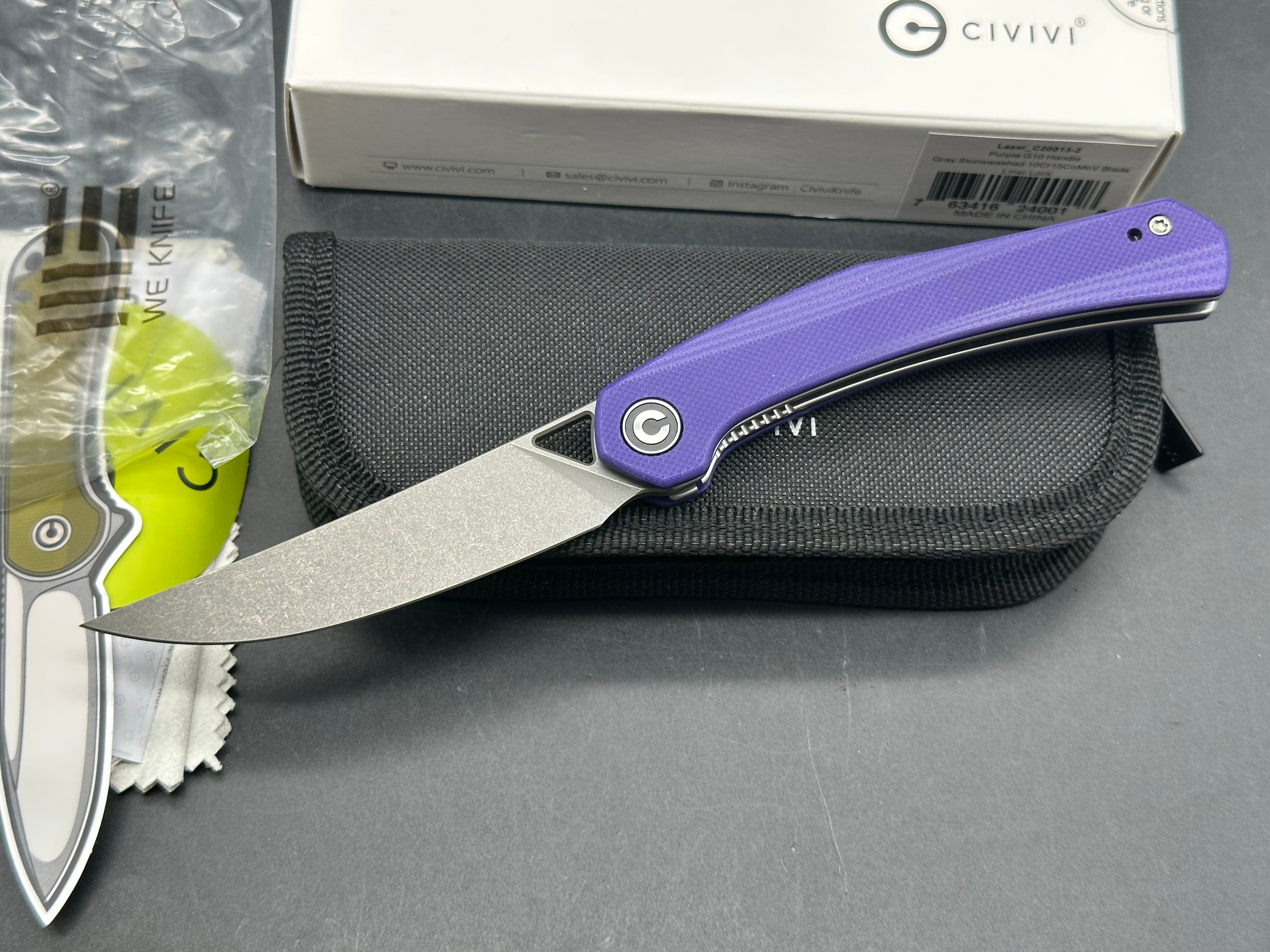 CIVIVI Lazar Liner Lock Knife Purple G-10 (3.3" SW)