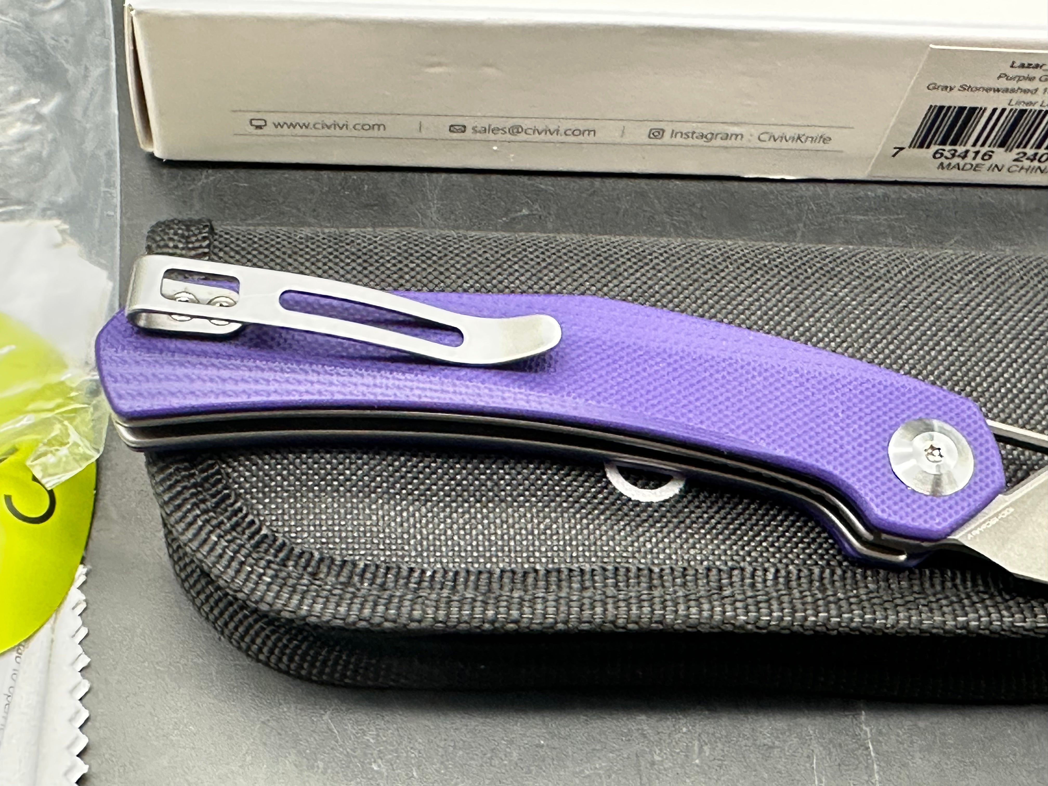 CIVIVI Lazar Liner Lock Knife Purple G-10 (3.3" SW)