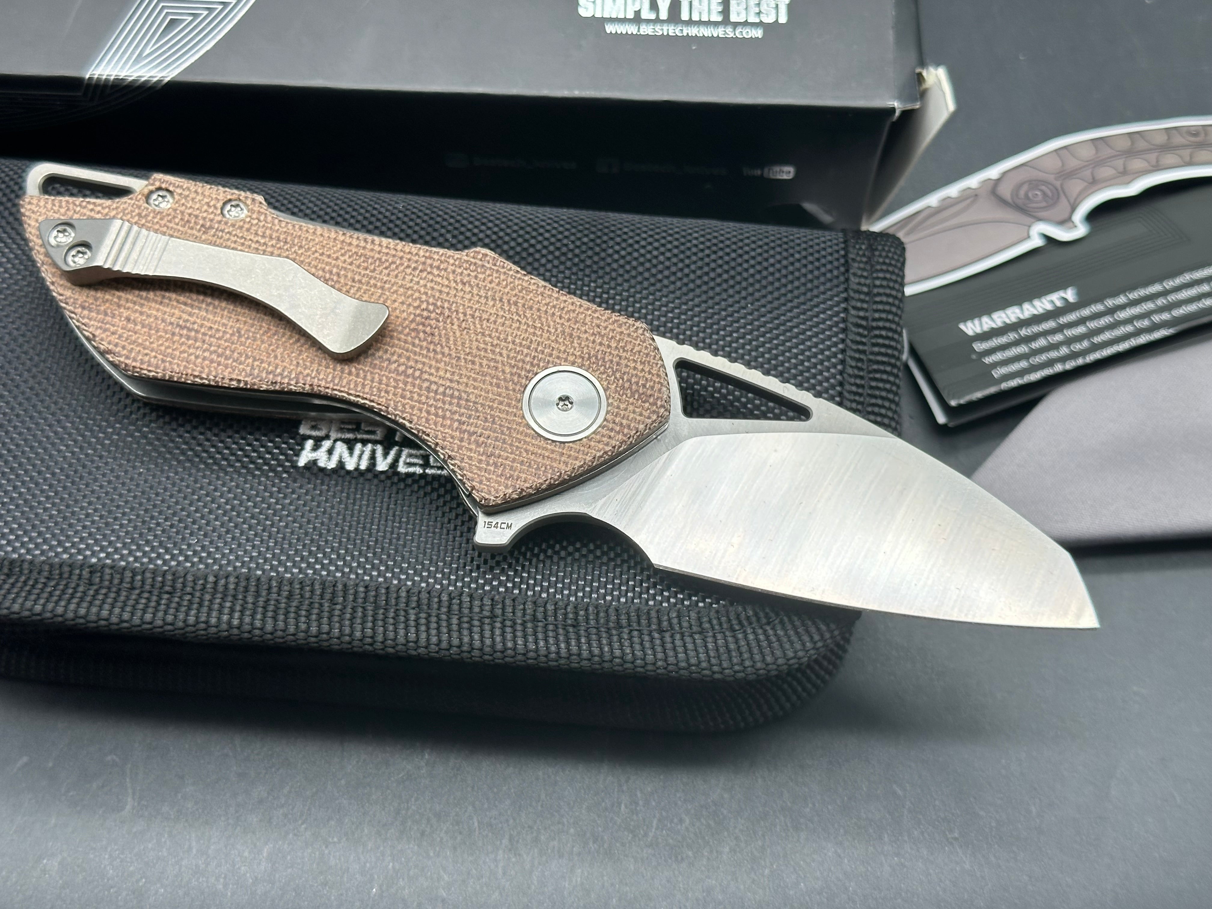 Bestech Grissom Riverstone Liner Lock Knife Natural Micarta (2.45" Satin 154CM)
