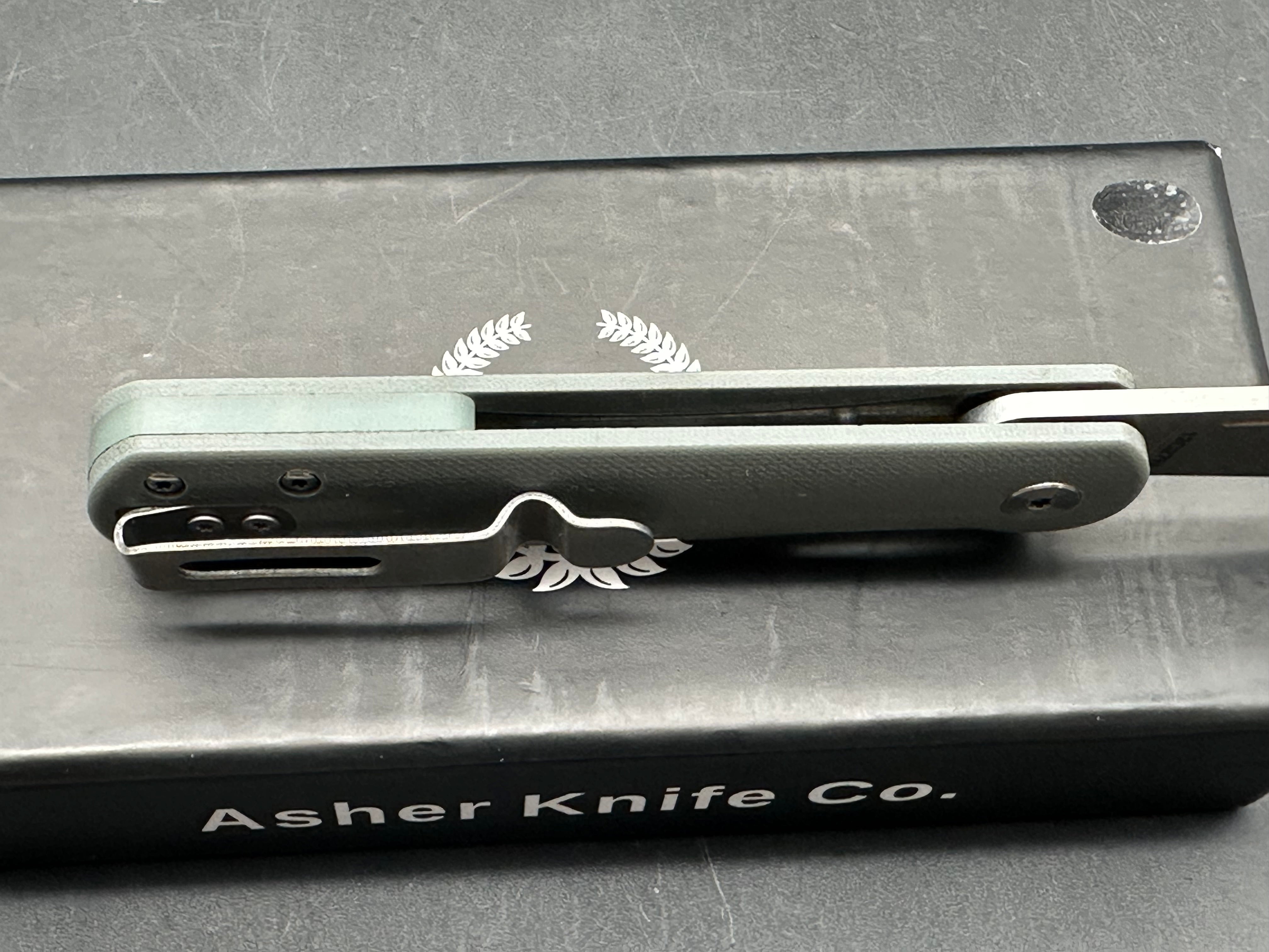 Asher knives Flashback G10 scales w/12C27 blade