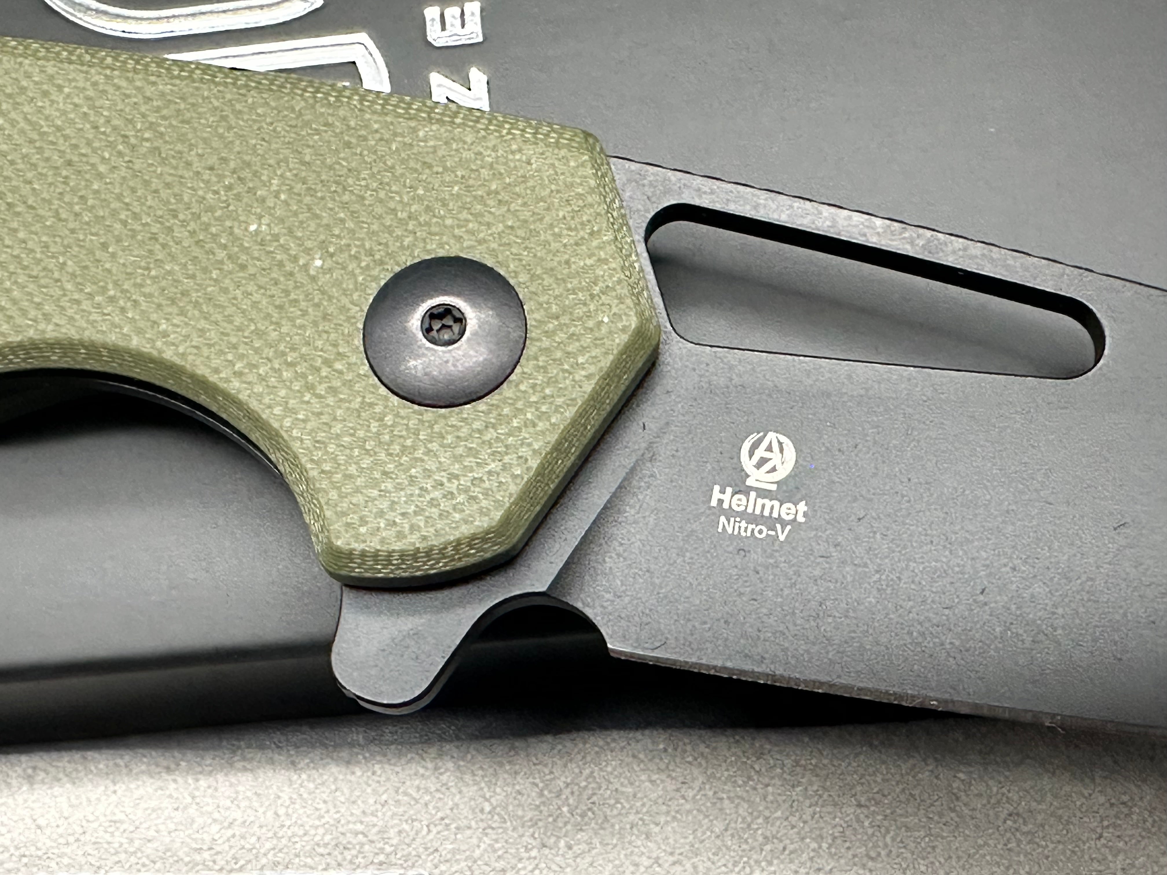Kizer Helmet Folding Pocket Knife, 3.17" Nitro-V Tough Stainless Steel Blade, Black G10 Handle, Liner Lock