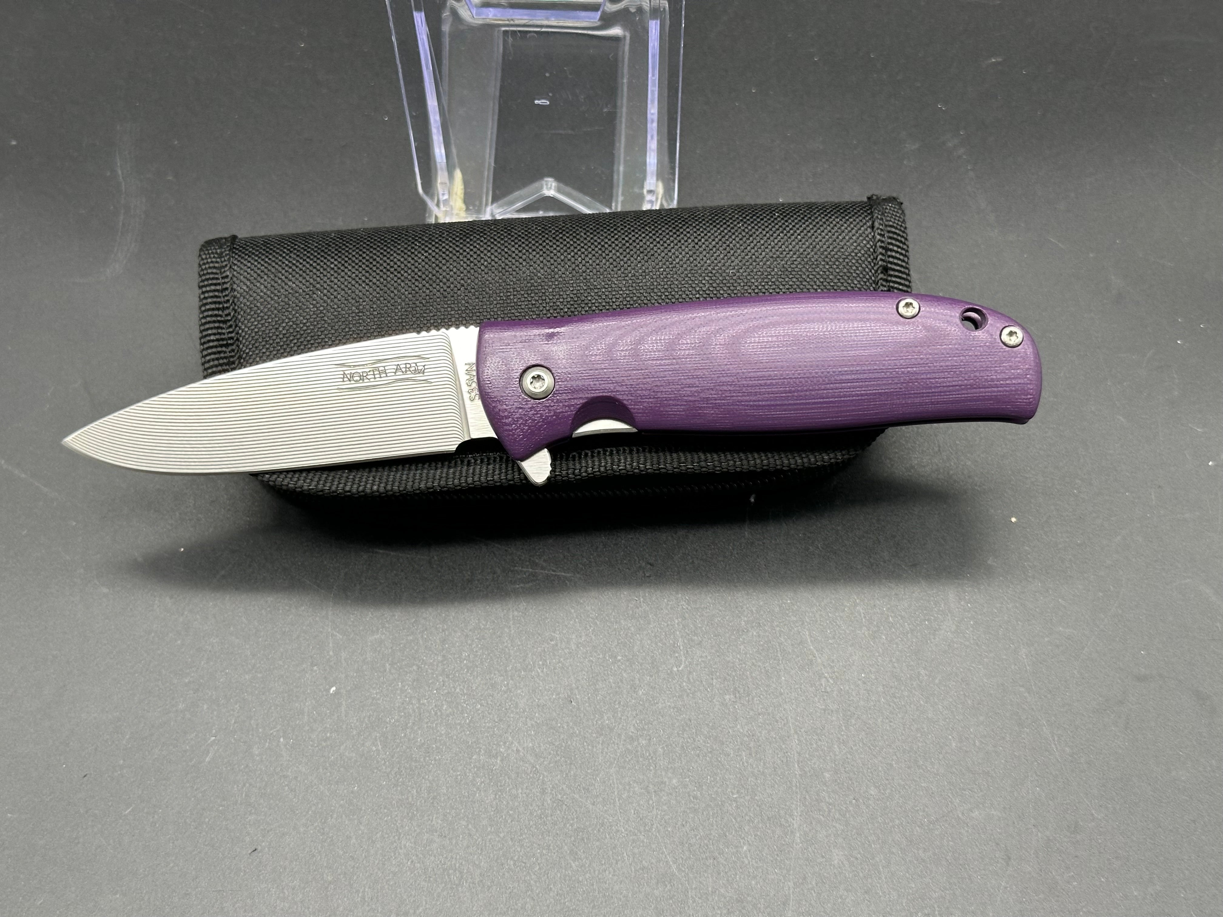 North Arm Skaha 2 3.3" S35VN CNC Milled Blade with Purple G10 Handle