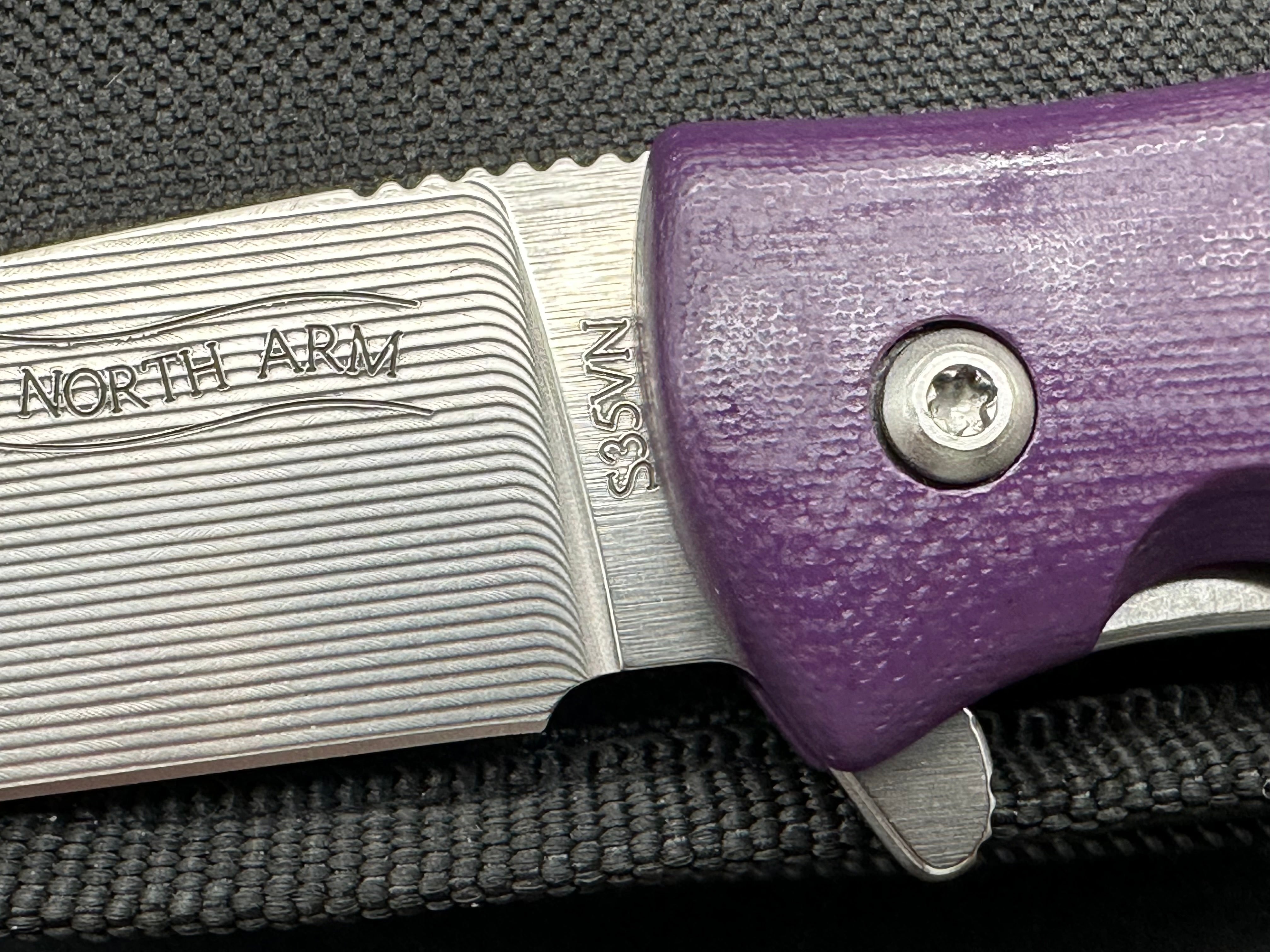 North Arm Skaha 2 3.3" S35VN CNC Milled Blade with Purple G10 Handle