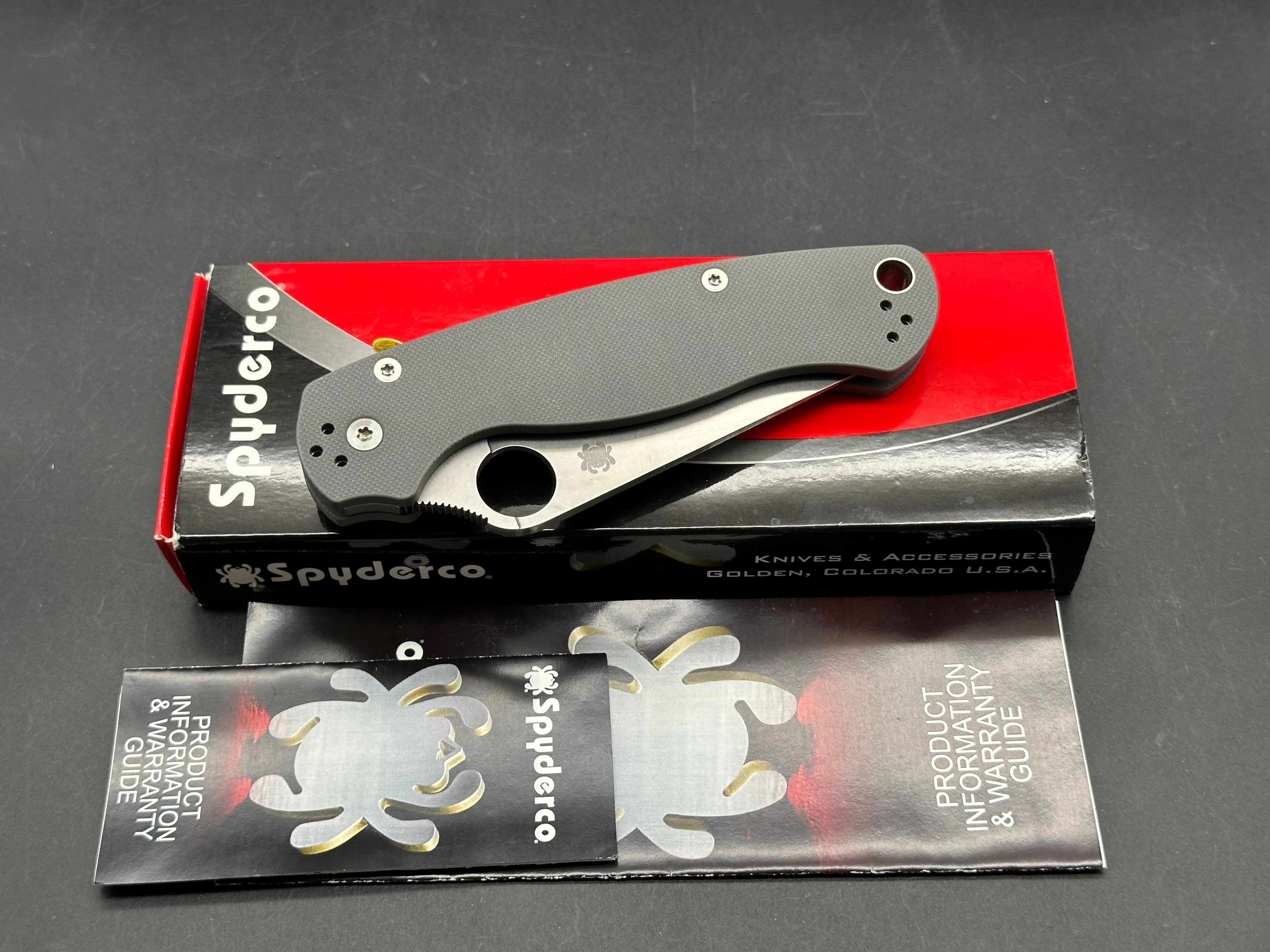 Spyderco Paramilitary 2 Knife Dark Gray G-10 (3.4" Stonewash Maxamet)
